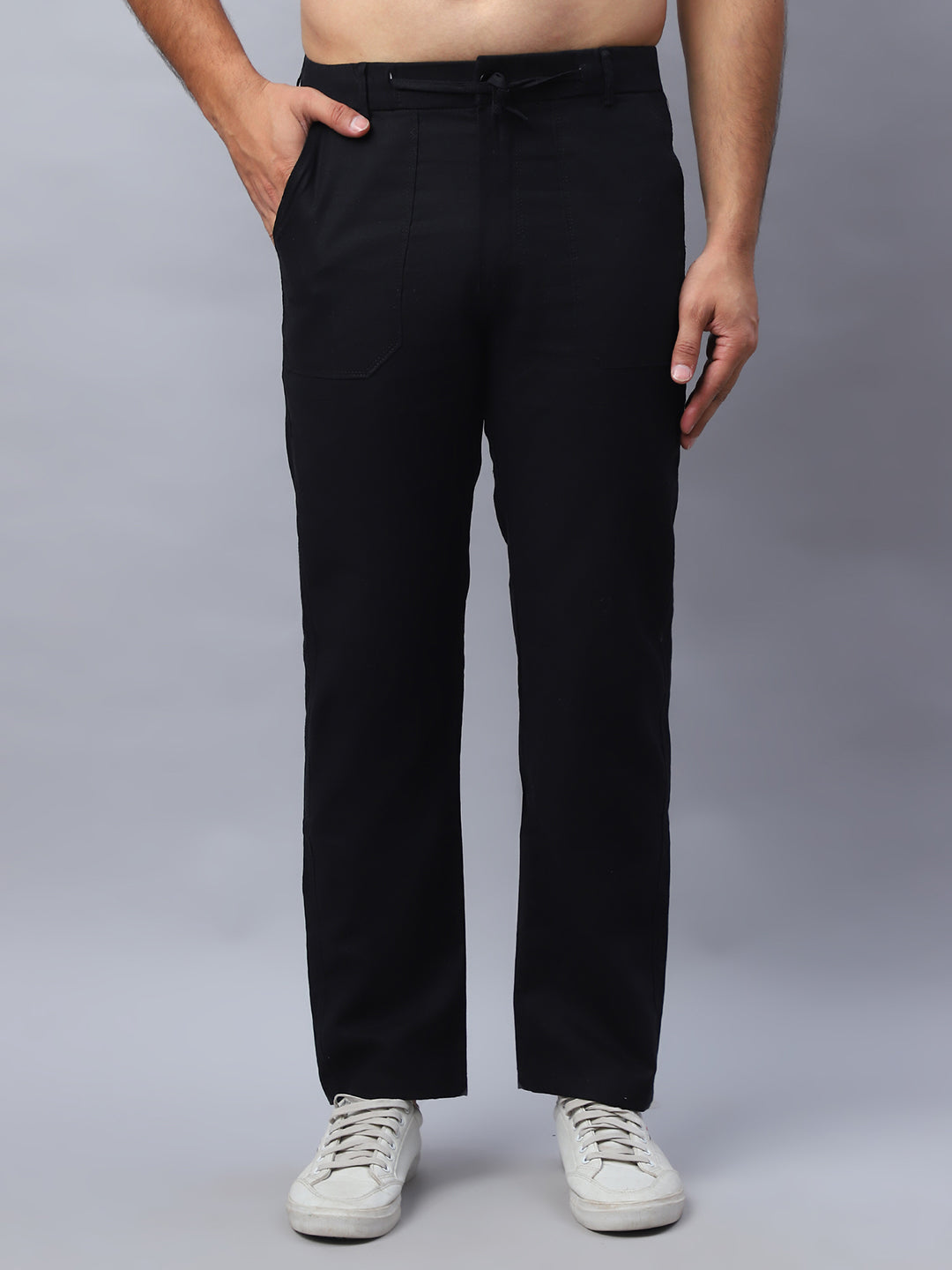 Straight Fit  Solid Trousers For Men NOZ2TOZ - Made In INDIA.