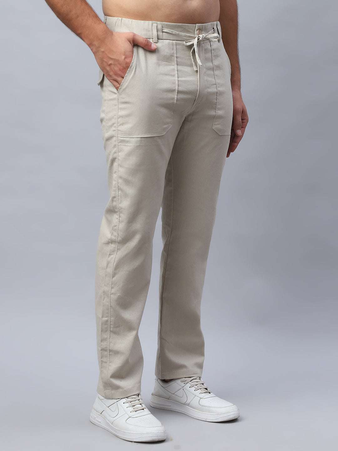 Straight Fit  Solid Trousers For Men NOZ2TOZ - Made In INDIA.