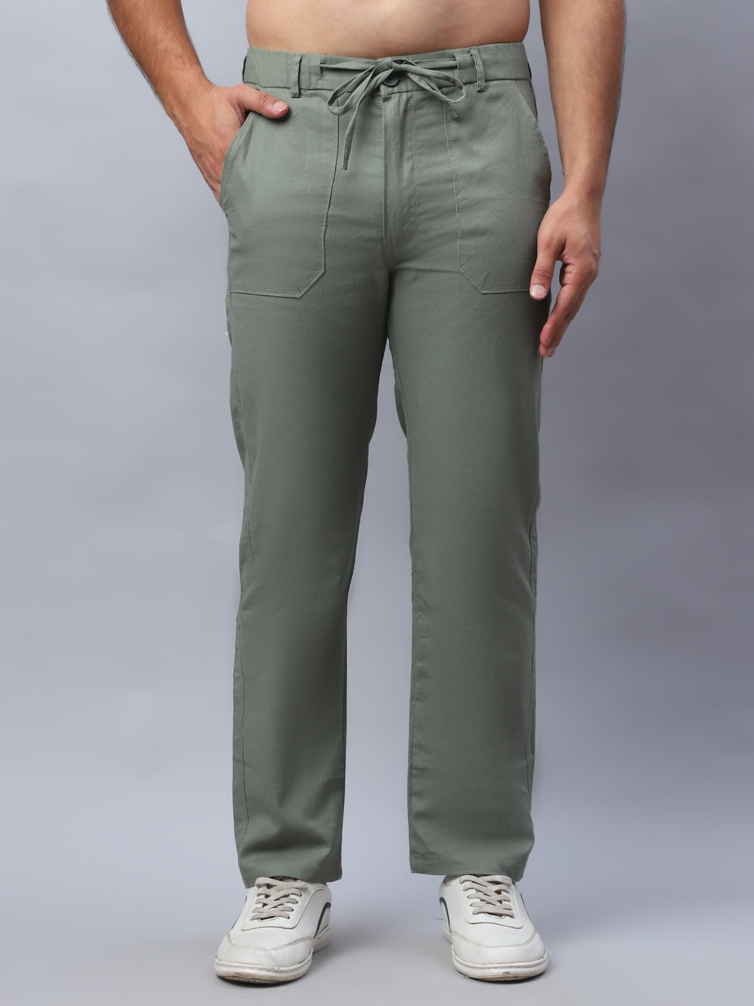 Straight Fit  Solid Trousers For Men NOZ2TOZ - Made In INDIA.