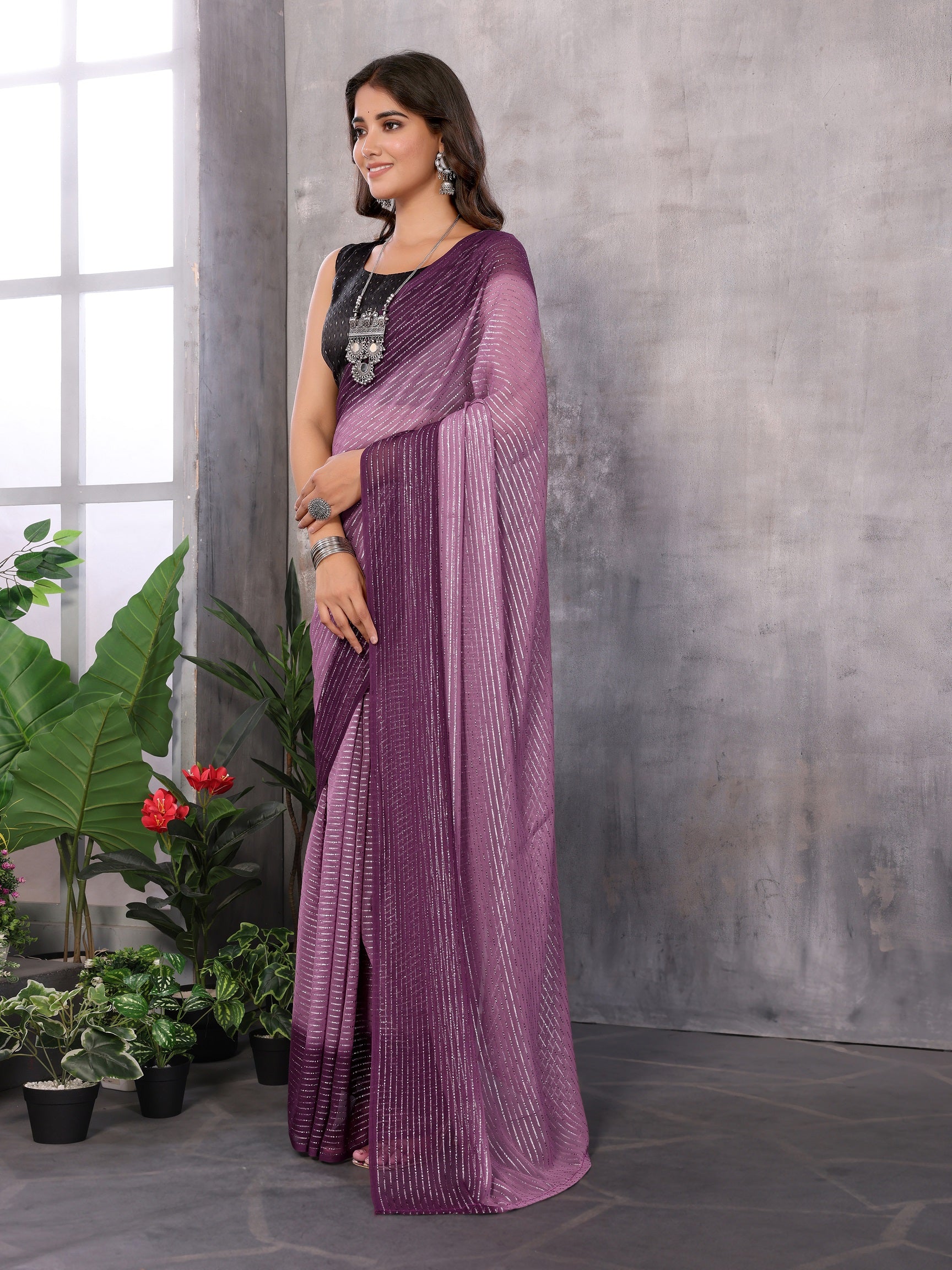 Women Party Wear Jari Weaving Worked Ready To Wear Saree With Un Stitched Blouse(Up To 44)