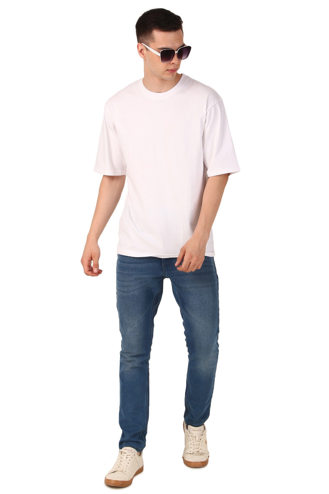 Men White Cotton Oversized T-Shirt