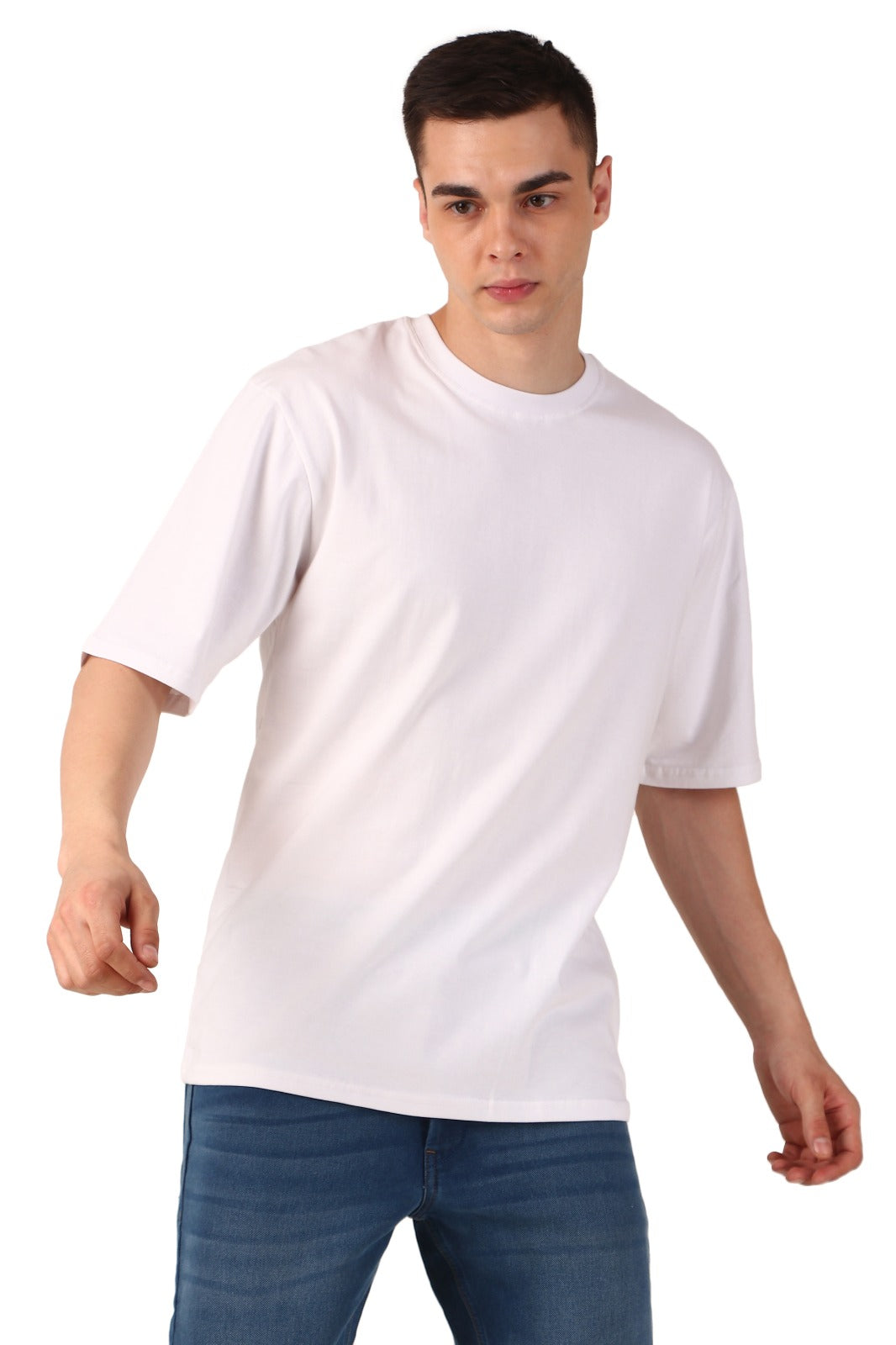 Men White Cotton Oversized T-Shirt