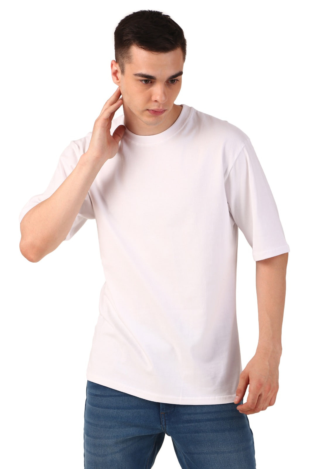 Men White Cotton Oversized T-Shirt