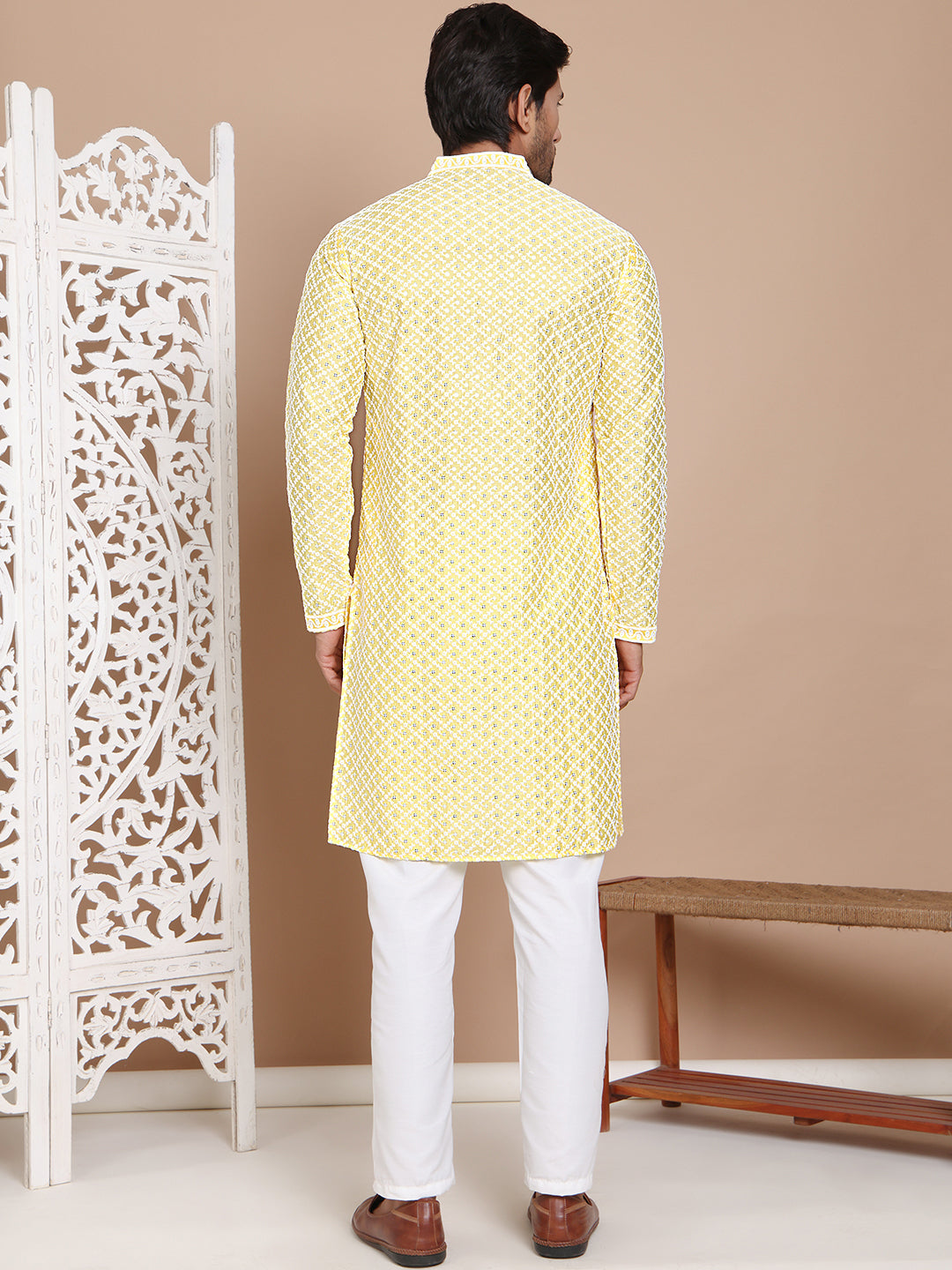 Sequin Chikankari Front Open Kurta With Pyjamas NOZ2TOZ - Made In INDIA.