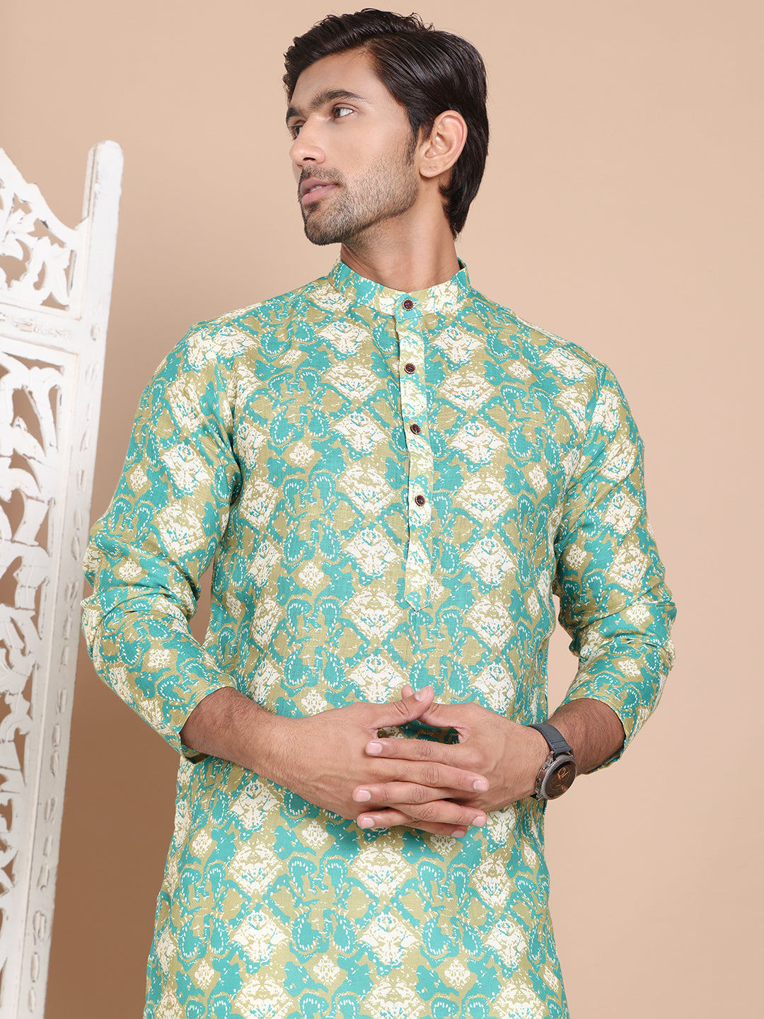 Men's Printed Pure Cotton Kurta Pyjama Set NOZ2TOZ - Made In INDIA.