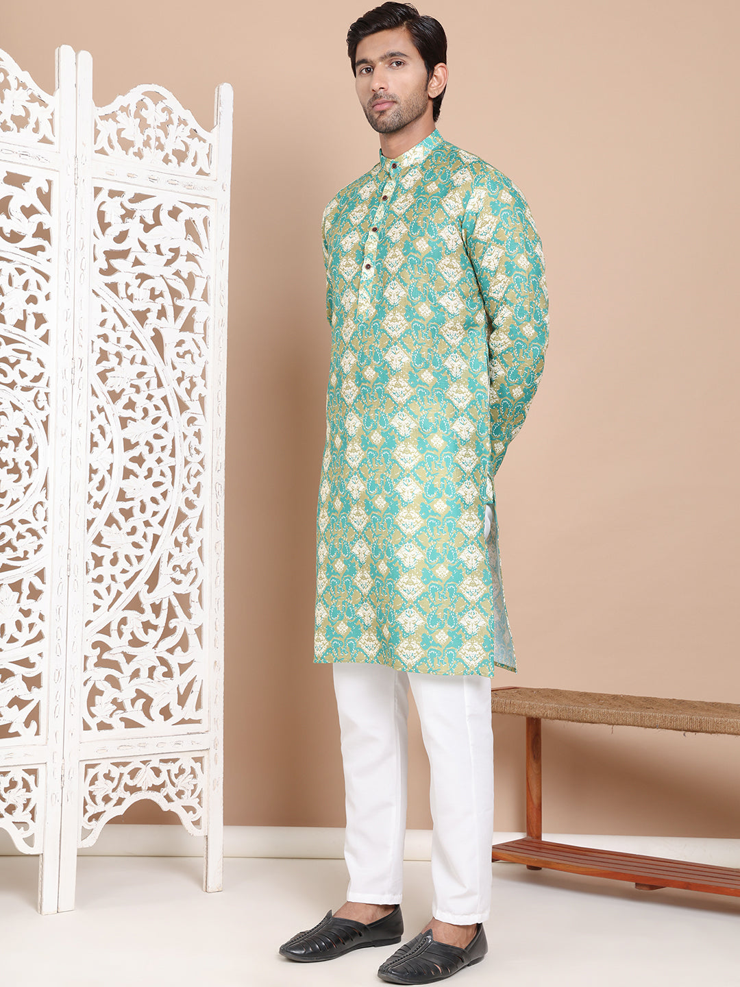 Men's Printed Pure Cotton Kurta Pyjama Set NOZ2TOZ - Made In INDIA.