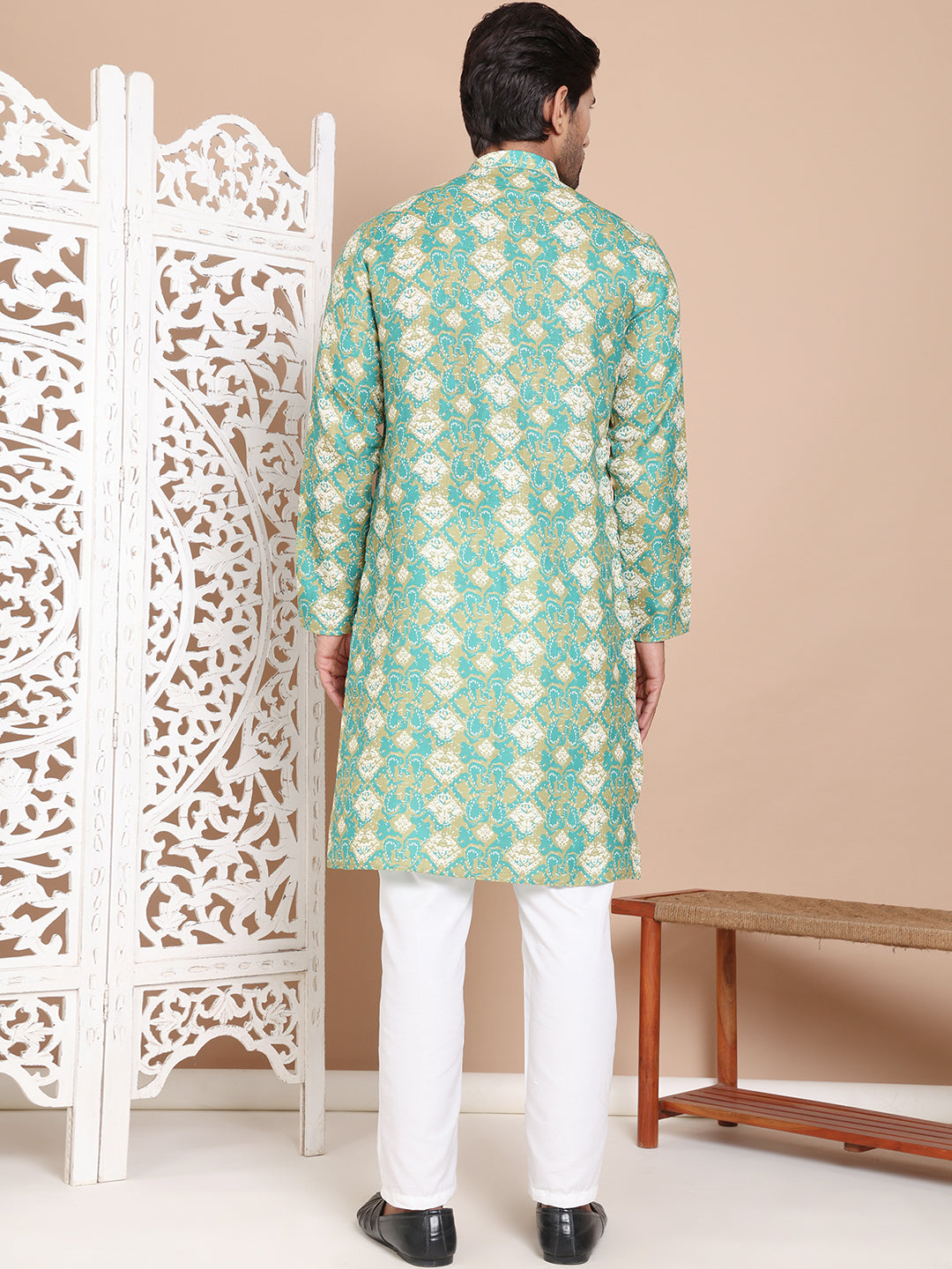 Men's Printed Pure Cotton Kurta Pyjama Set NOZ2TOZ - Made In INDIA.