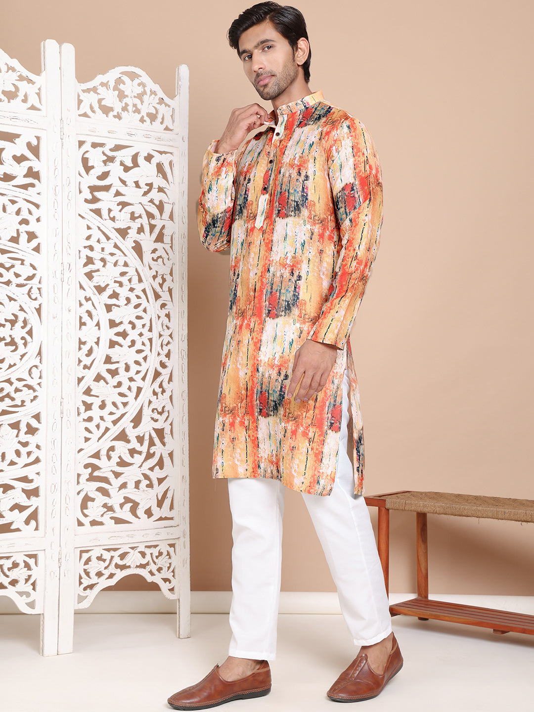 Men's Printed Pure Cotton Kurta Pyjama Set NOZ2TOZ - Made In INDIA.