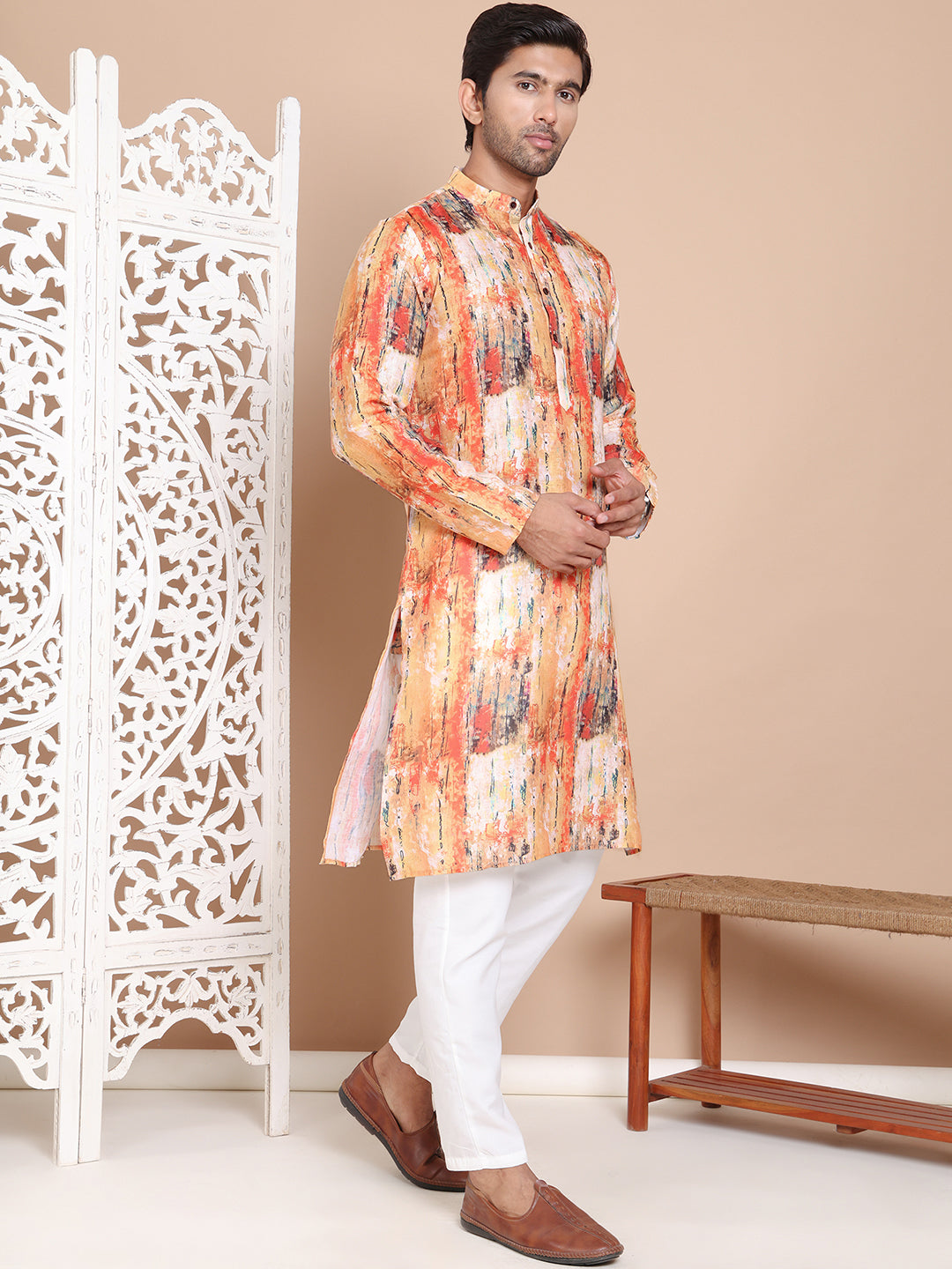 Men's Printed Pure Cotton Kurta Pyjama Set NOZ2TOZ - Made In INDIA.