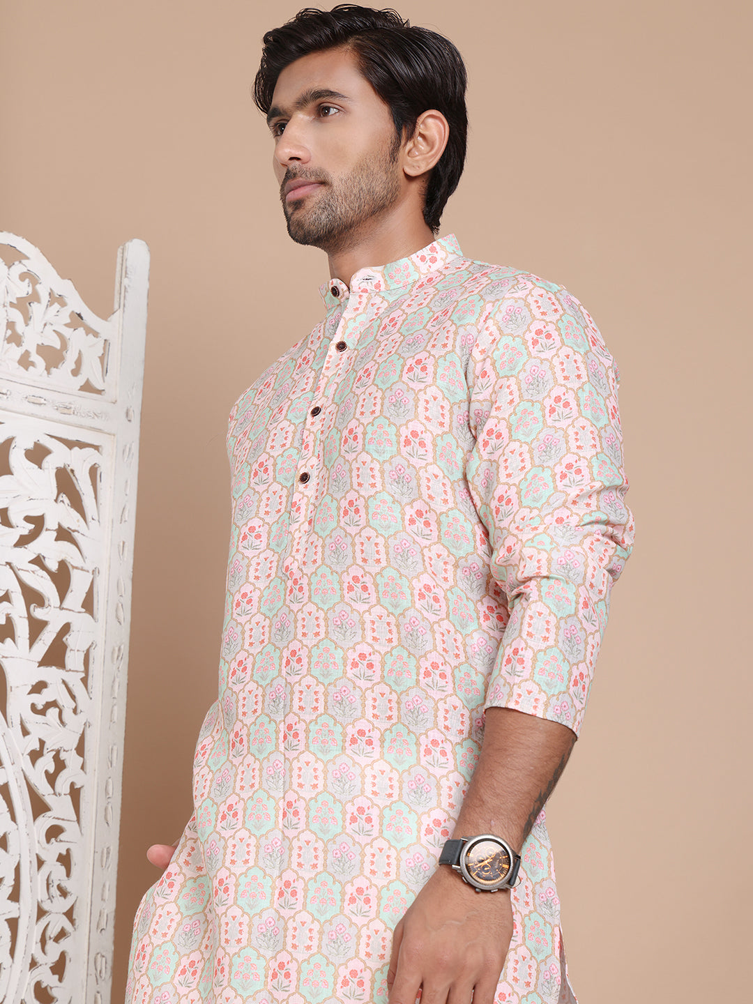 Men's Printed Pure Cotton Kurta Pyjama Set NOZ2TOZ - Made In INDIA.