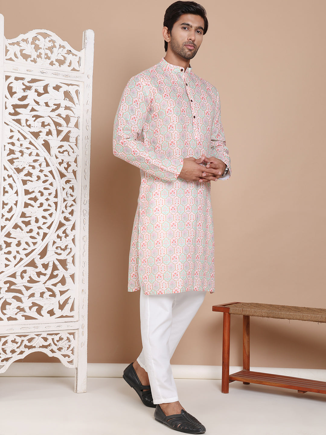 Men's Printed Pure Cotton Kurta Pyjama Set NOZ2TOZ - Made In INDIA.