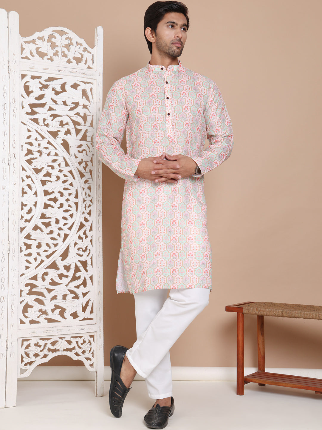 Men's Printed Pure Cotton Kurta Pyjama Set NOZ2TOZ - Made In INDIA.