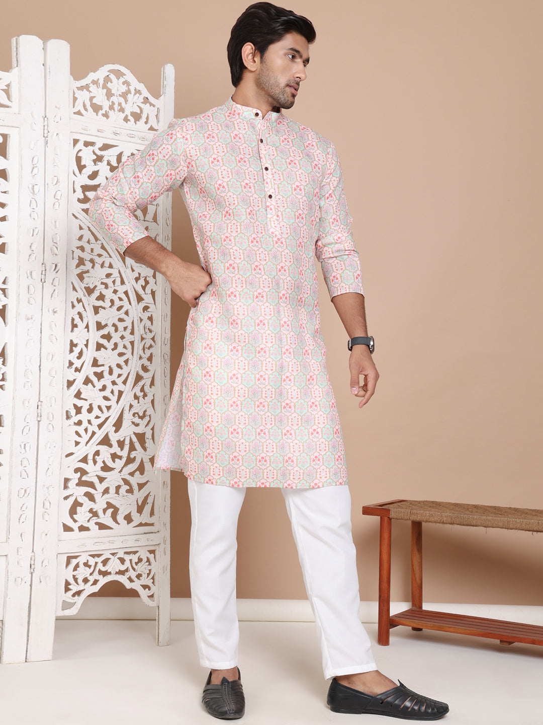 Men's Printed Pure Cotton Kurta Pyjama Set NOZ2TOZ - Made In INDIA.