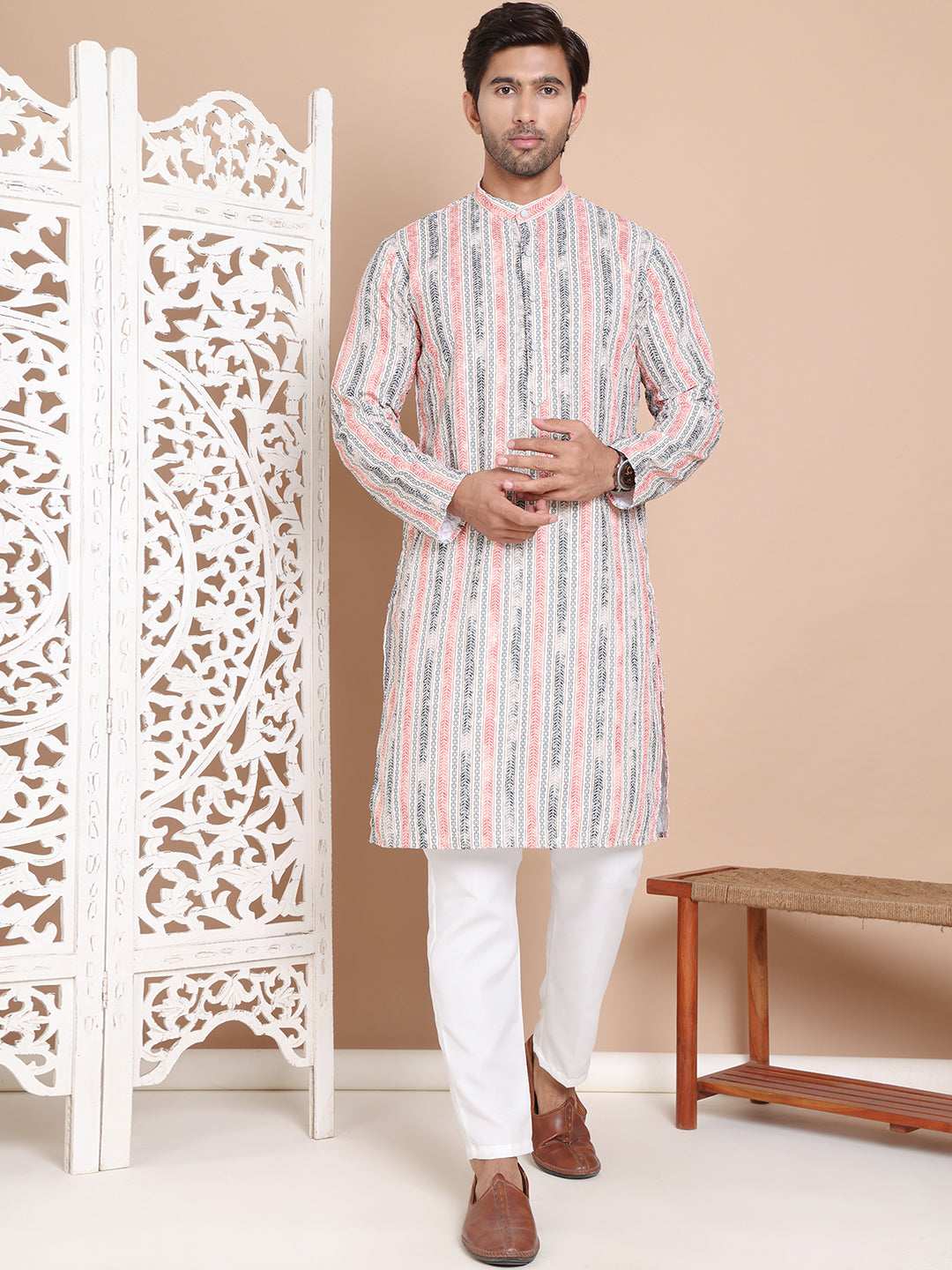 Printed and Embroidered Kurta Pyjama Set NOZ2TOZ - Made In INDIA.