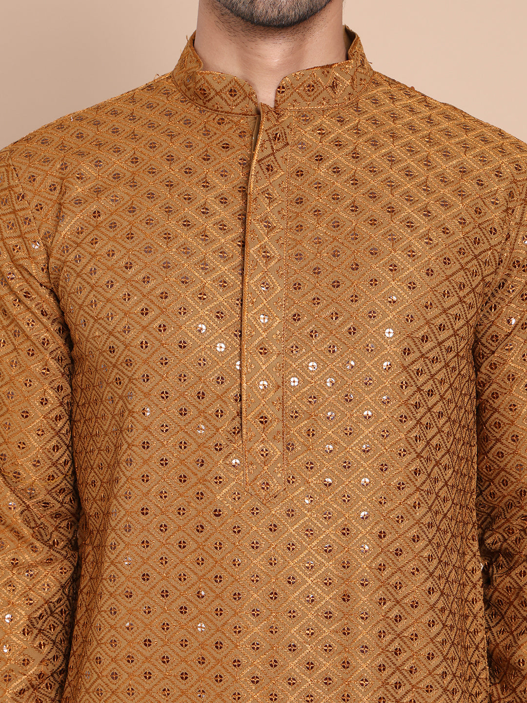 Embroidered and Sequence Kurta with Pyjama For Men NOZ2TOZ - Made In INDIA.