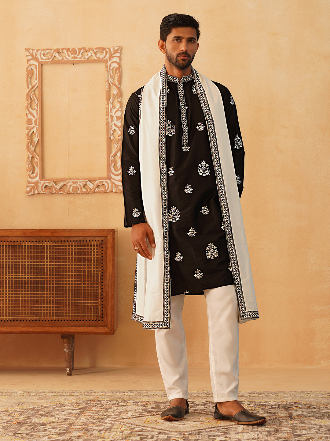 Embroidered & Sequin Kurta Pyjama With Dupatta NOZ2TOZ - Made In INDIA.