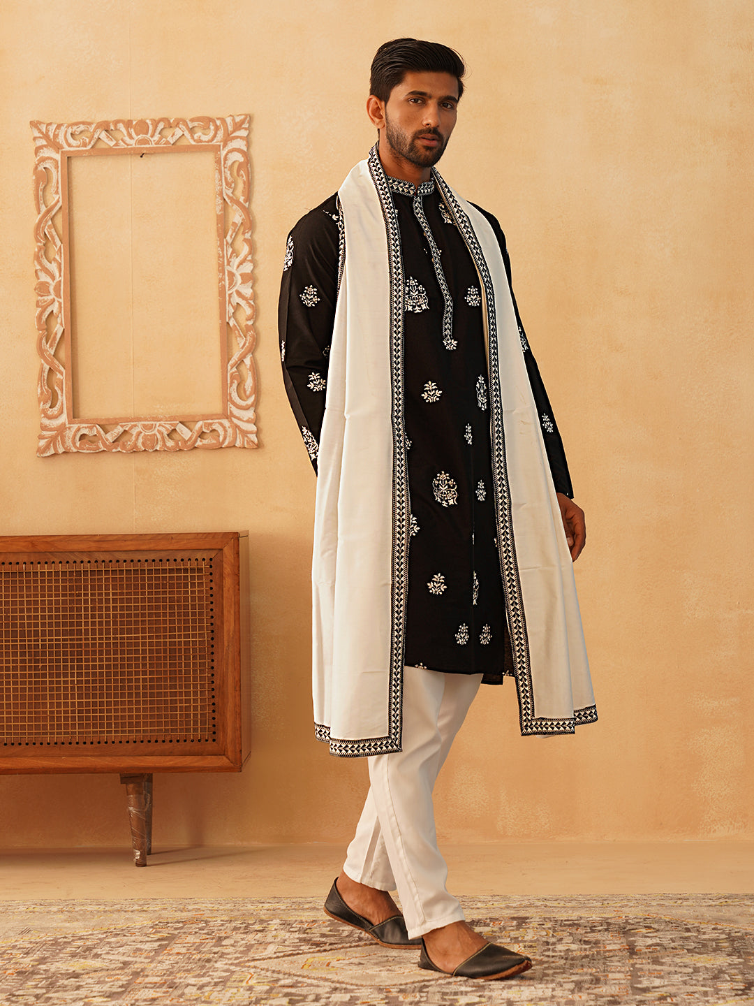 Embroidered & Sequin Kurta Pyjama With Dupatta NOZ2TOZ - Made In INDIA.