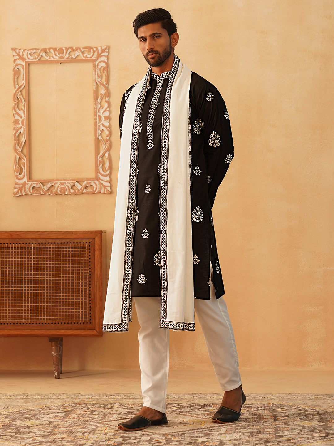 Embroidered & Sequin Kurta Pyjama With Dupatta NOZ2TOZ - Made In INDIA.