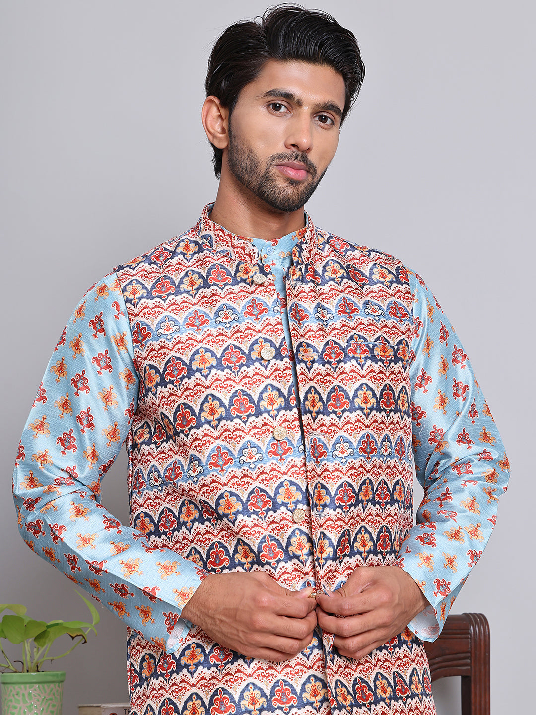 Digital Printed Nehru Jacket For Men NOZ2TOZ - Made In INDIA.