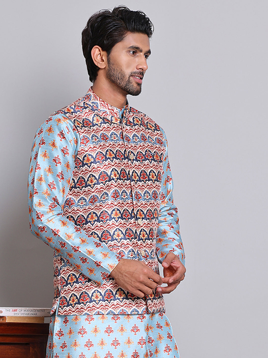 Digital Printed Nehru Jacket For Men NOZ2TOZ - Made In INDIA.