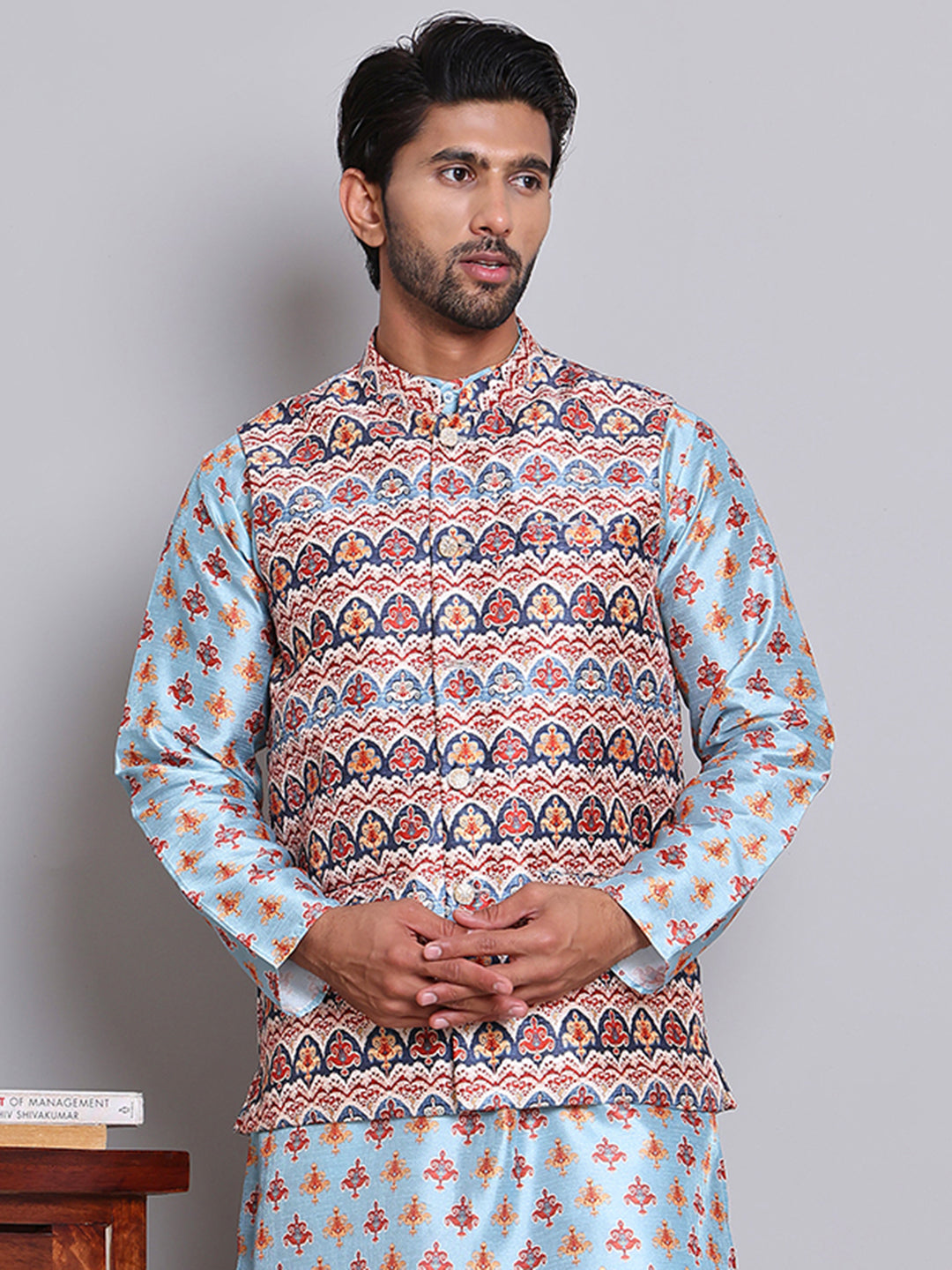 Digital Printed Nehru Jacket For Men NOZ2TOZ - Made In INDIA.