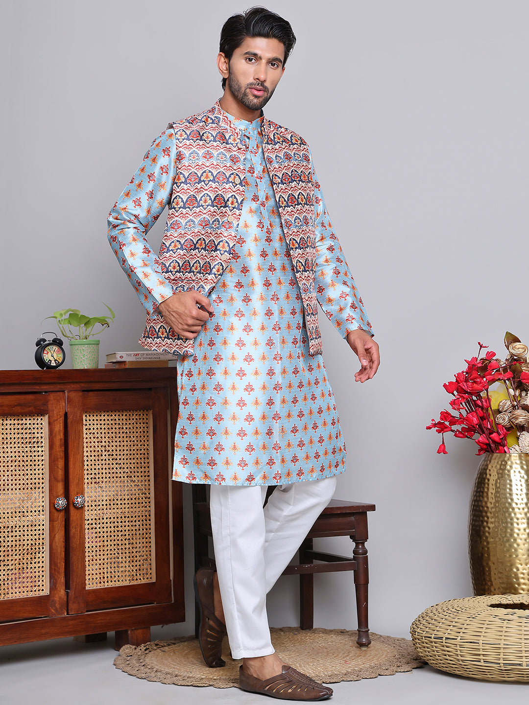 Digital Printed Nehru Jacket For Men NOZ2TOZ - Made In INDIA.