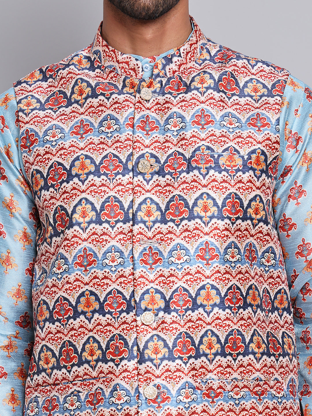 Digital Printed Nehru Jacket For Men NOZ2TOZ - Made In INDIA.