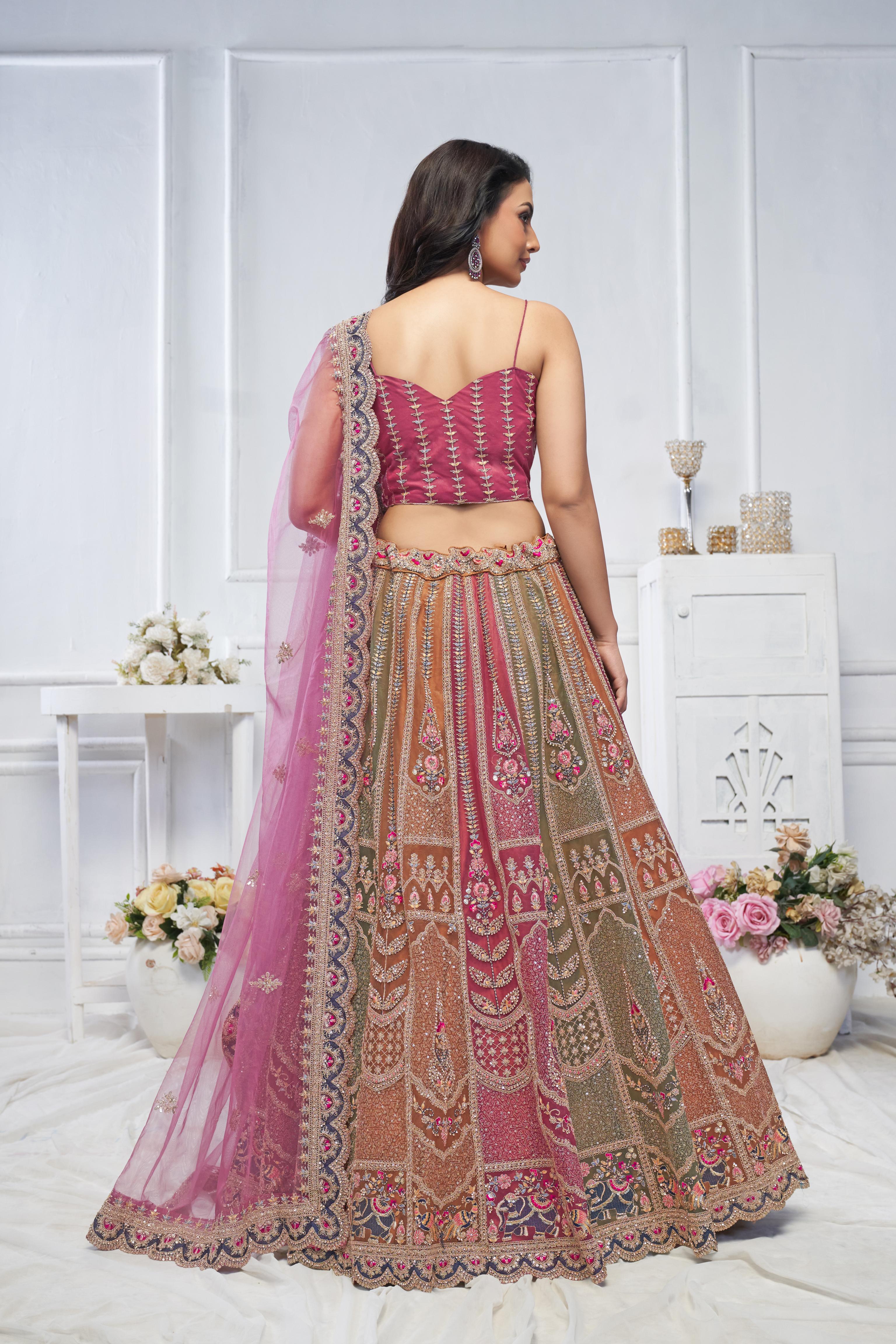 Women Majestic Multi-Color Zari Weaving Net Lehenga Choli With Dupatta