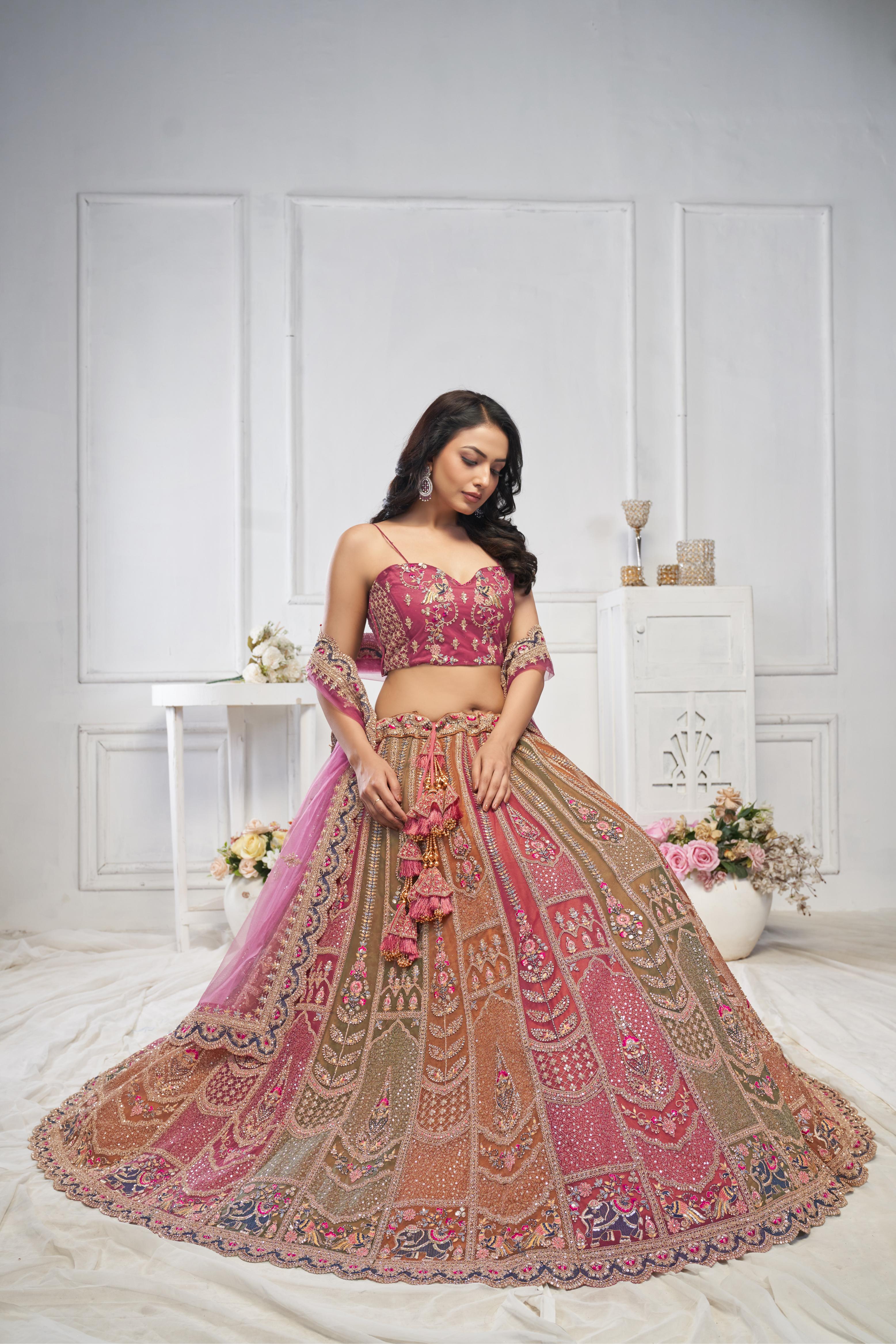 Women Majestic Multi-Color Zari Weaving Net Lehenga Choli With Dupatta