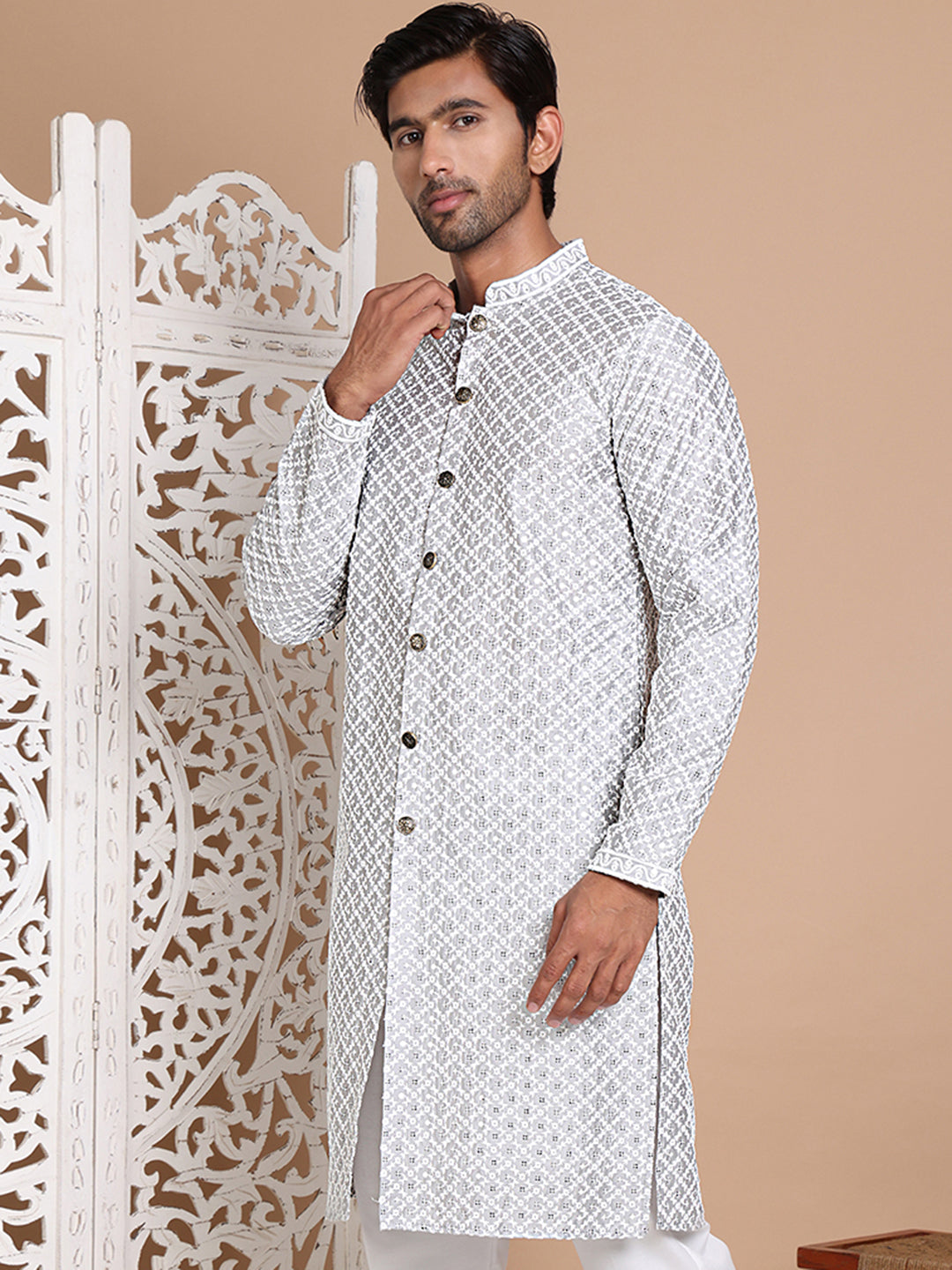 Sequin Chikankari Front Open Kurtas NOZ2TOZ - Made In INDIA.