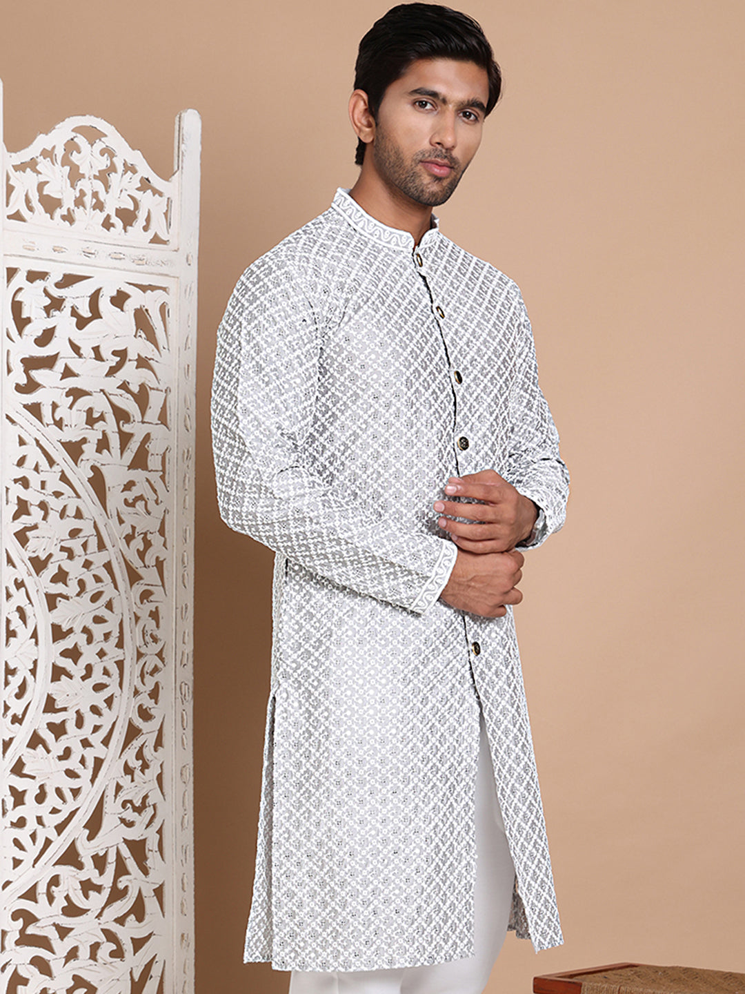 Sequin Chikankari Front Open Kurtas NOZ2TOZ - Made In INDIA.