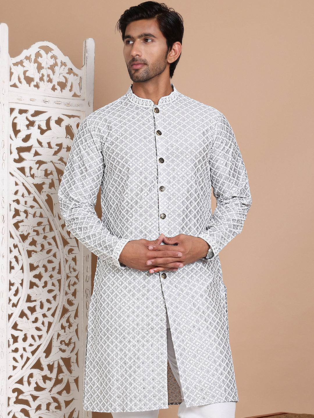 Sequin Chikankari Front Open Kurtas NOZ2TOZ - Made In INDIA.