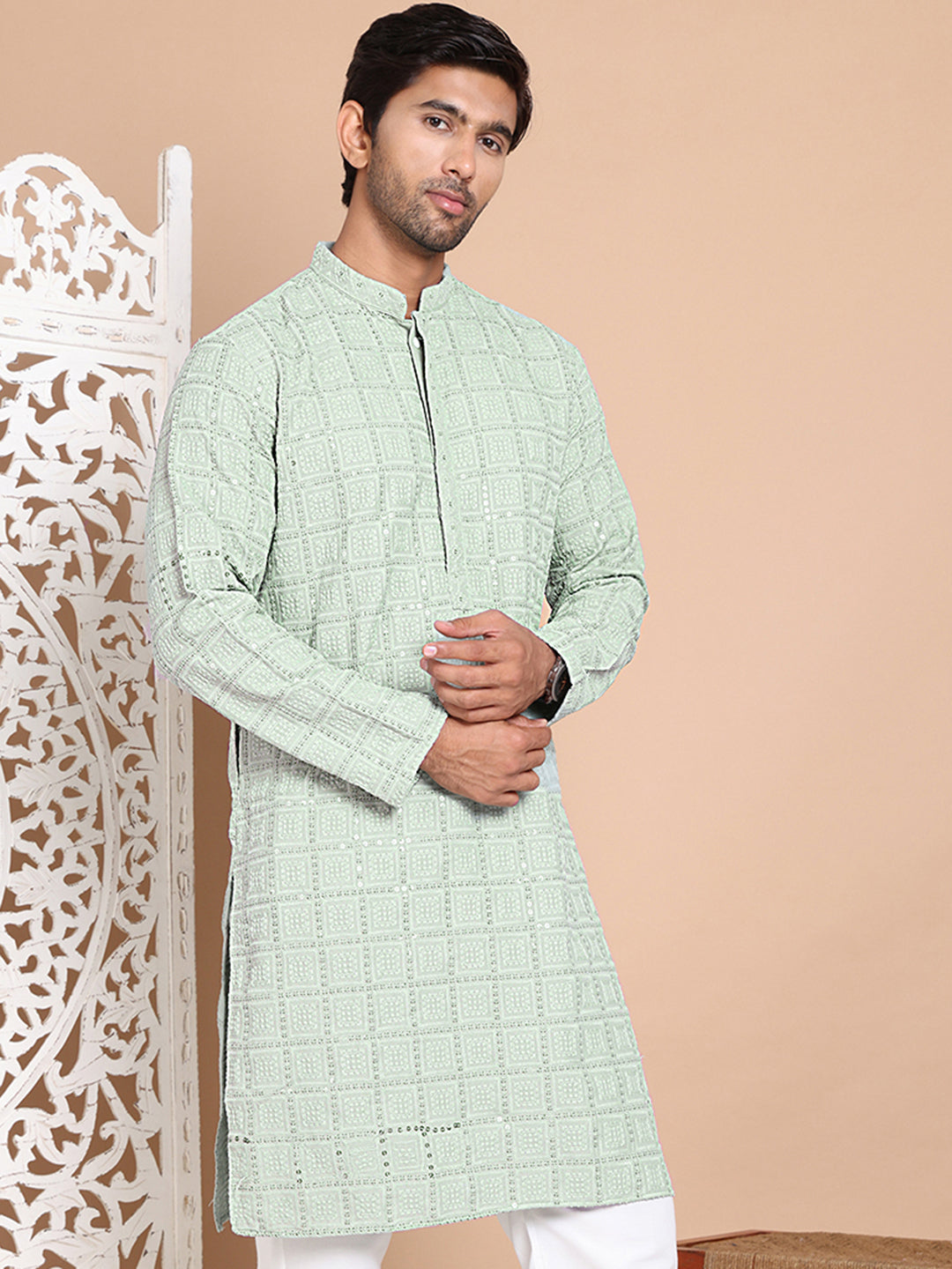 Sequin Embroidered Pure Cotton Kurtas NOZ2TOZ - Made In INDIA.