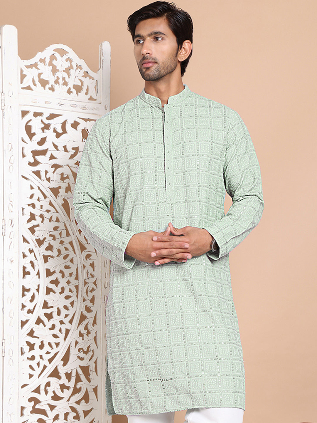 Sequin Embroidered Pure Cotton Kurtas NOZ2TOZ - Made In INDIA.