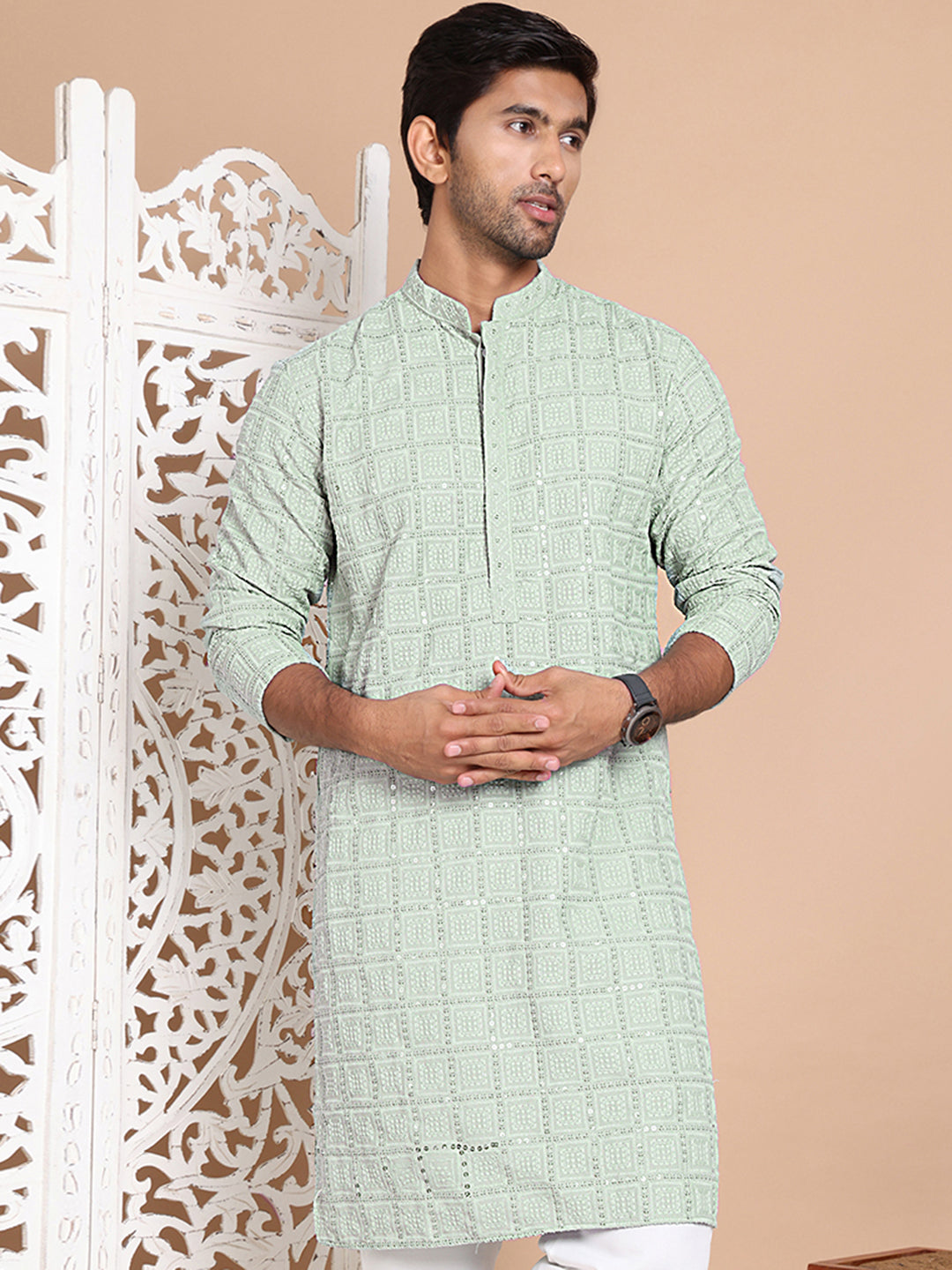 Sequin Embroidered Pure Cotton Kurtas NOZ2TOZ - Made In INDIA.