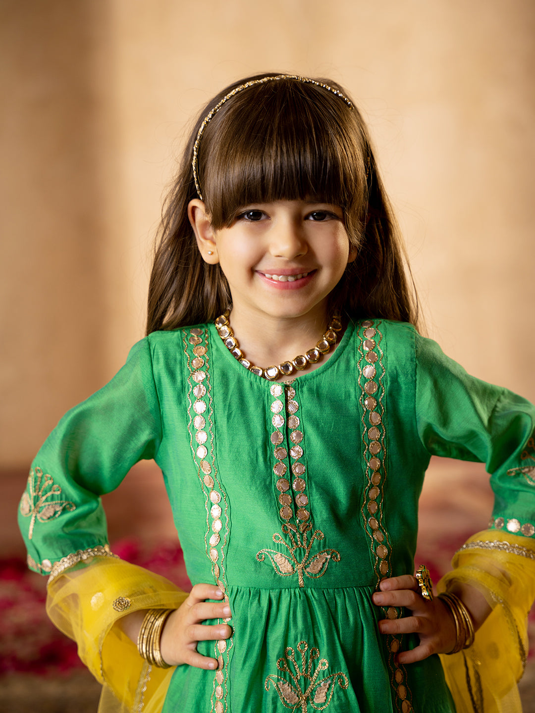 3-Piece Yellow Color Dupion Kurta & Cotton Payjama With Dupatta