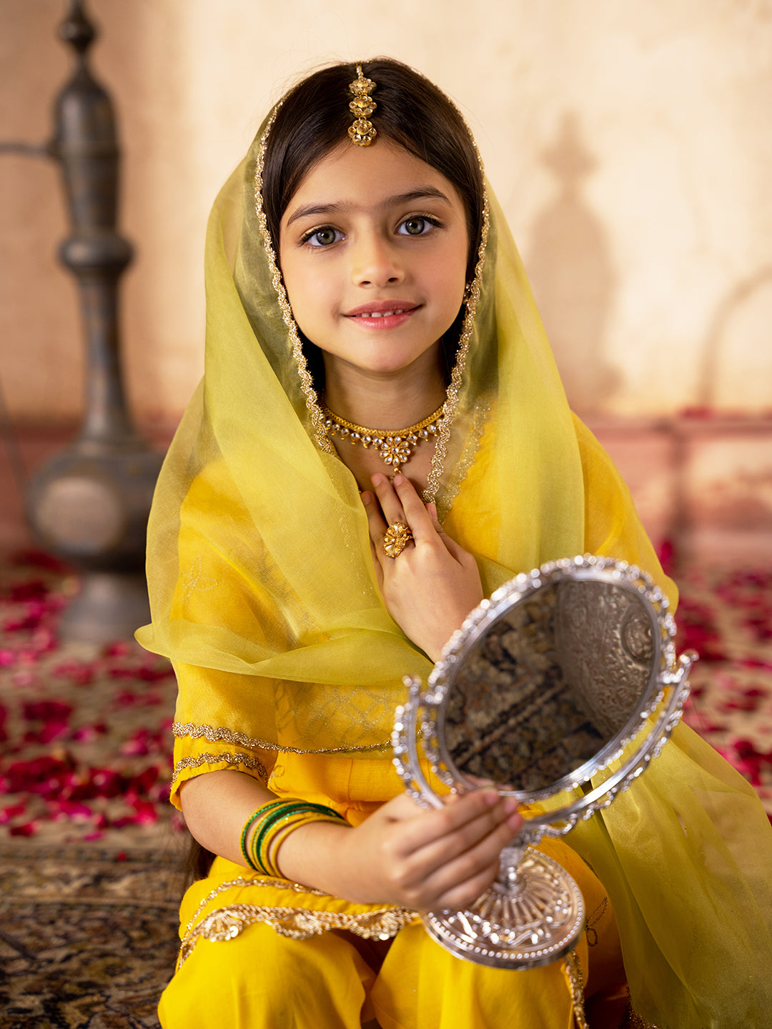 3-Piece Yellow Color Dupion Kurta & Cotton Payjama With Dupatta