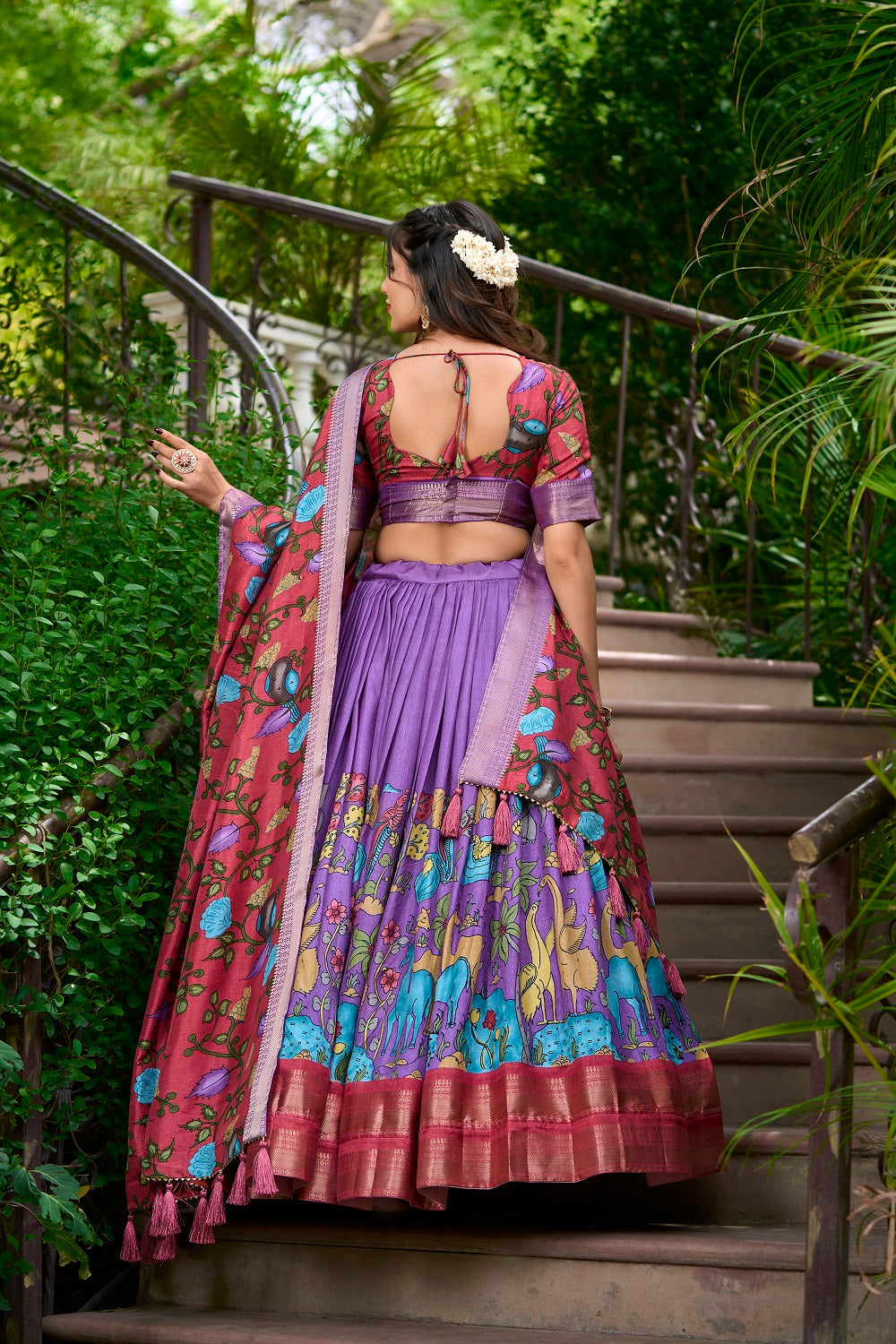 Womens Lavender Dola Silk With Jacquard Lehenga Choli Set