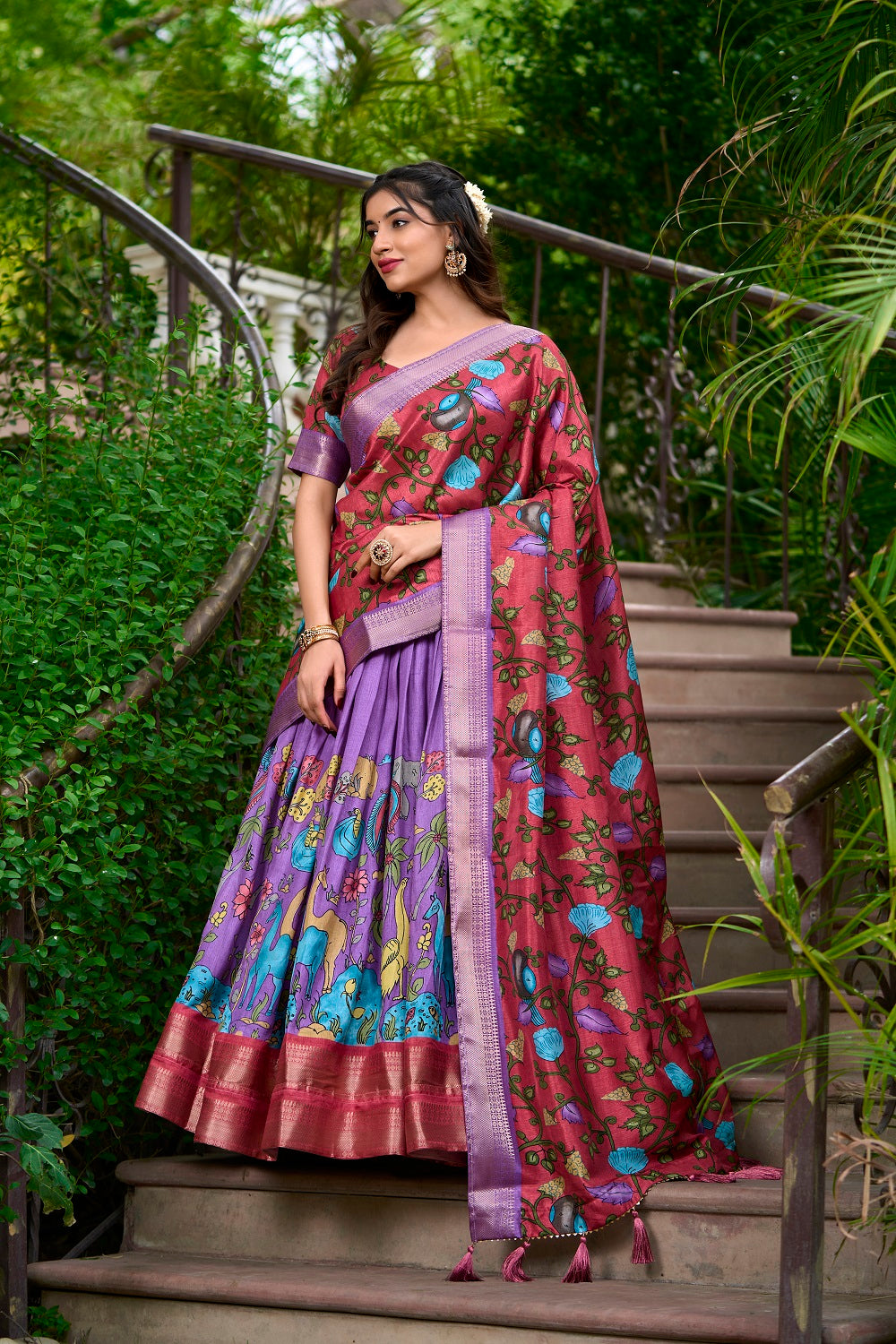 Womens Lavender Dola Silk With Jacquard Lehenga Choli Set
