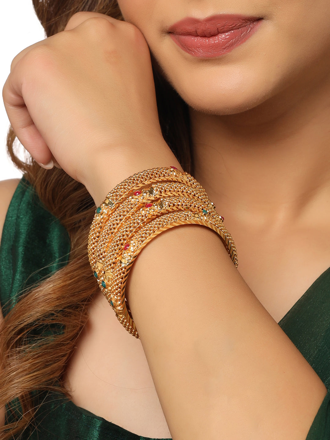 Women's Set Of 2 Gold-Plated Traditional Bangles