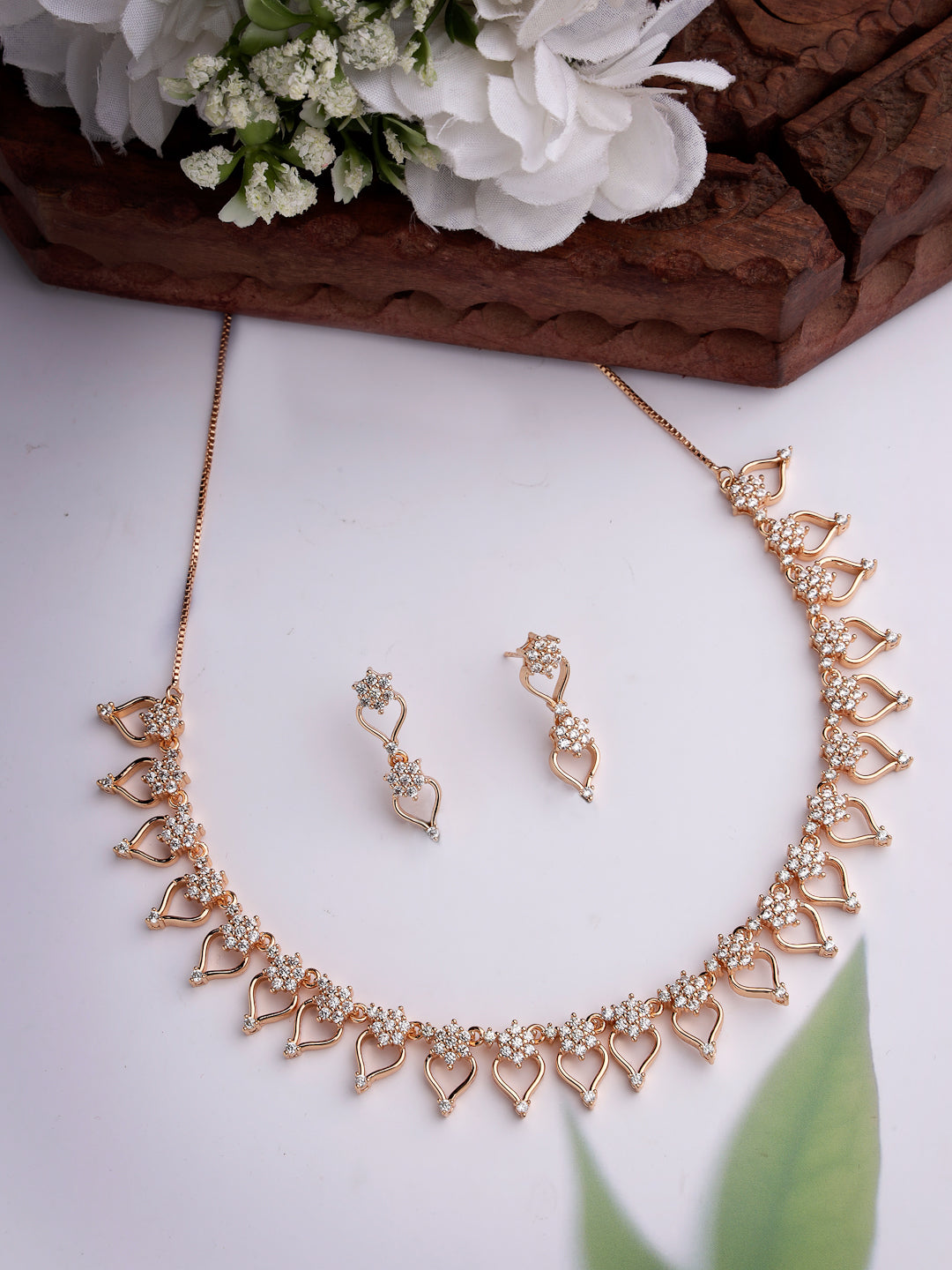Women Gold-Plated American Diamond-Studded Handcrafted Jewellery Set