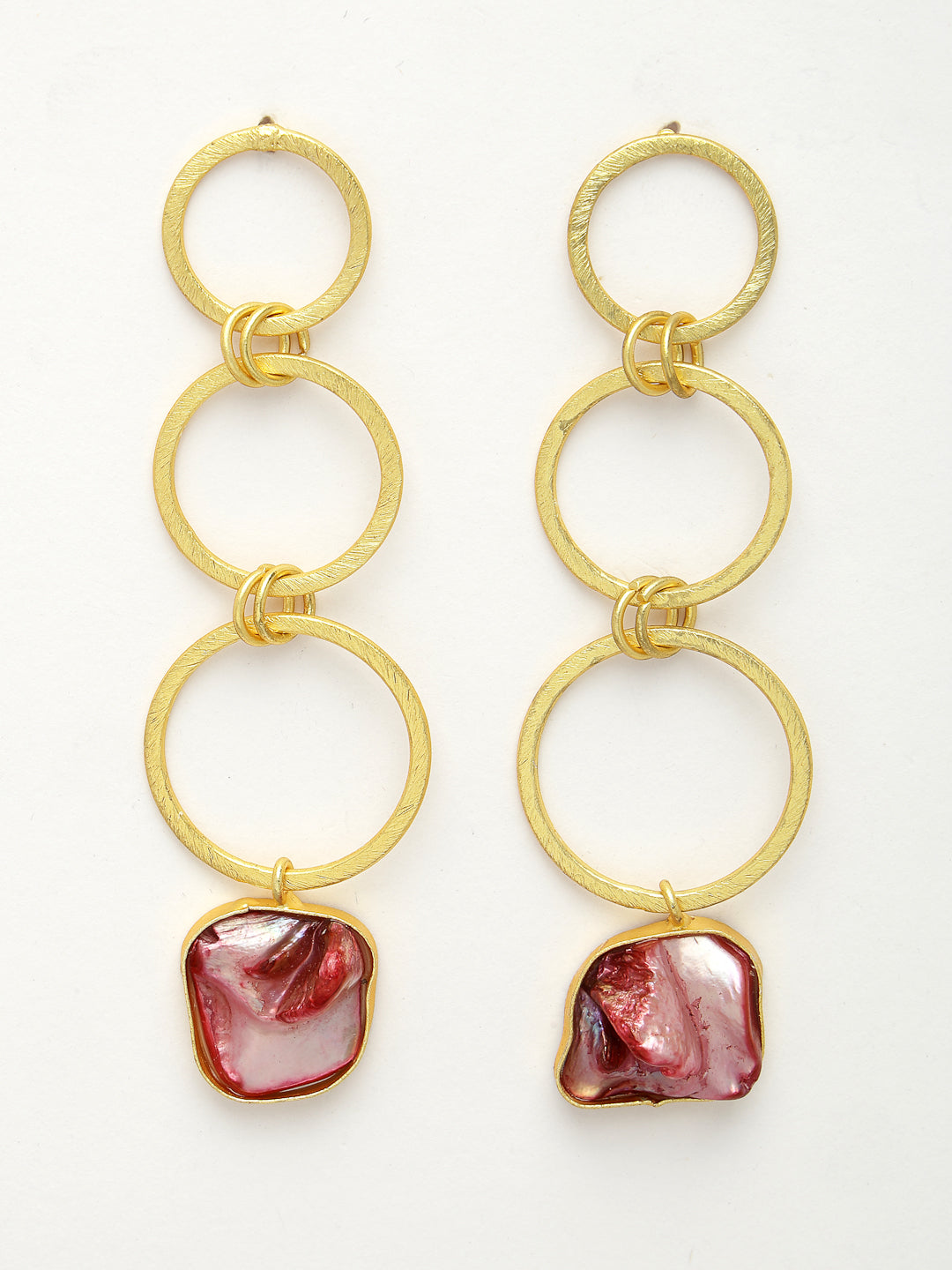 Women Gold-Plated Mother of Pearl Handcrafted Drop Earrings