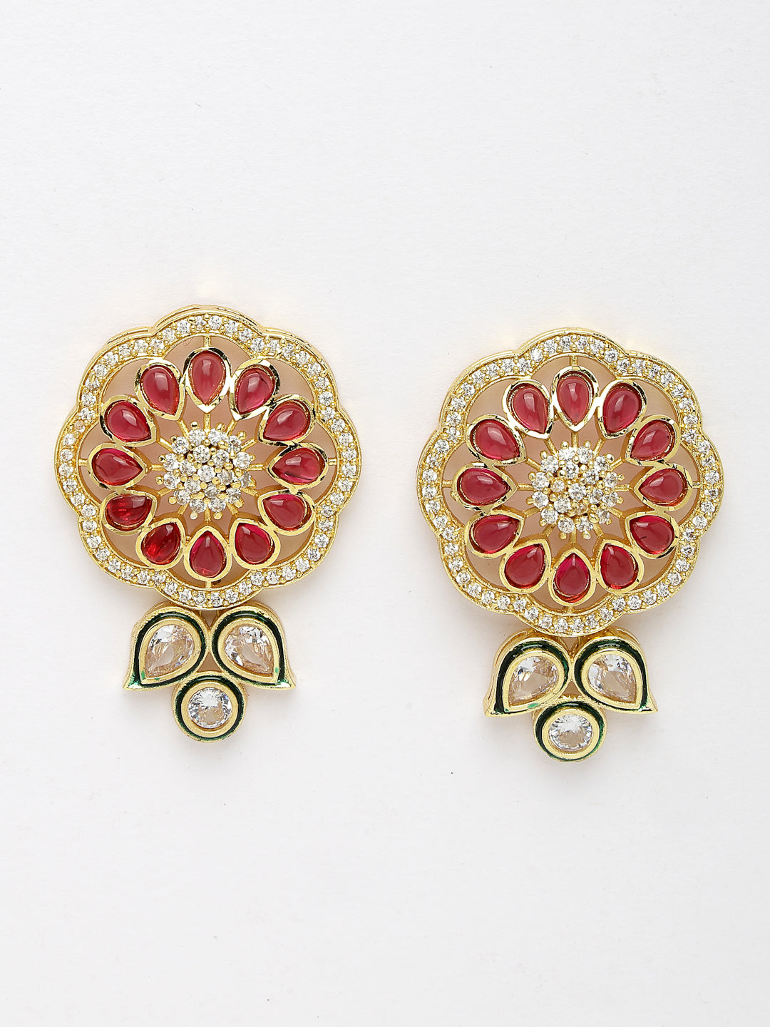 Women Red & Gold Kundan Studded Handcrafted Jewellery Set