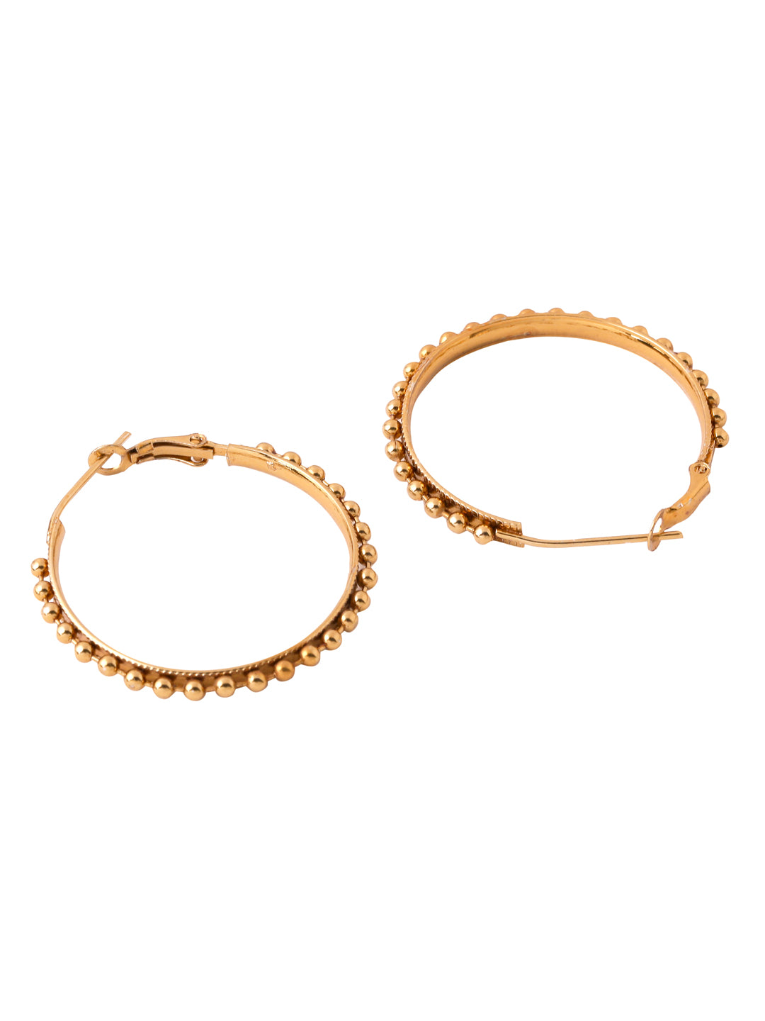 Women Set of 2 Gold & Silver Beaded Circular Hoop Earrings