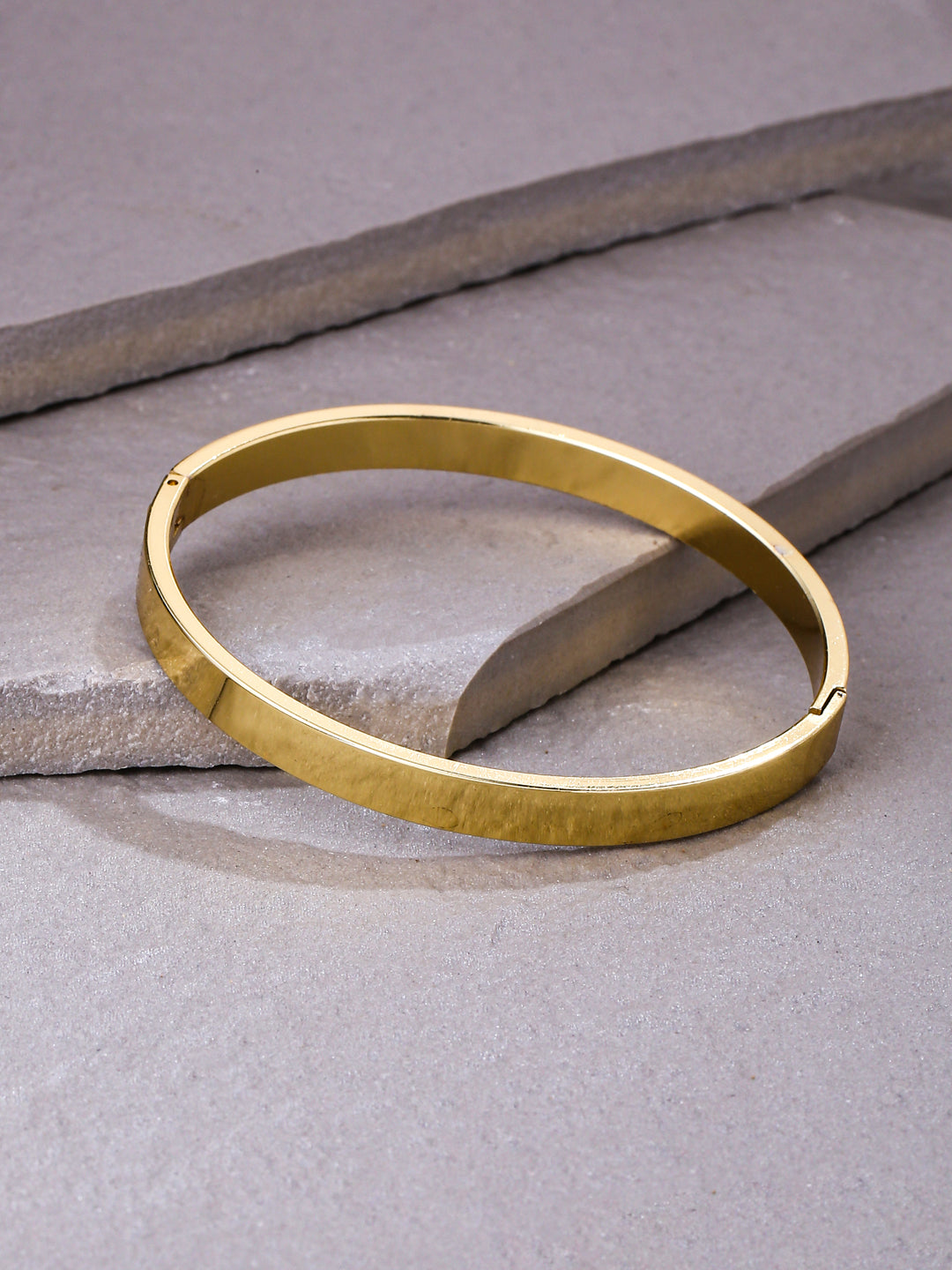 Men's Set of 2 Gold & Silver Metal Brass-Plated Interlock Kada Bracelet
