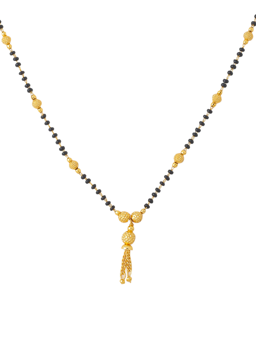 Women's Set of 2 Black Gold-Plated Beaded Mangalsutra with AD stone