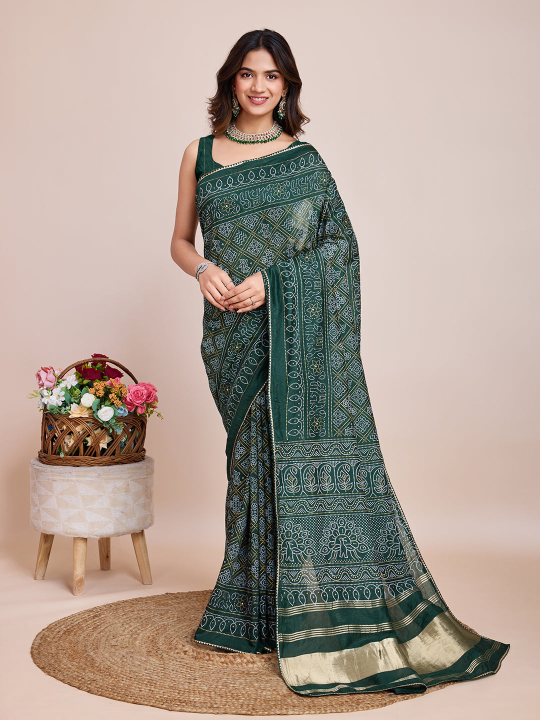 Women Green Semi Cotton  Silk Weaving Work Saree With Un-Stiched Blouse