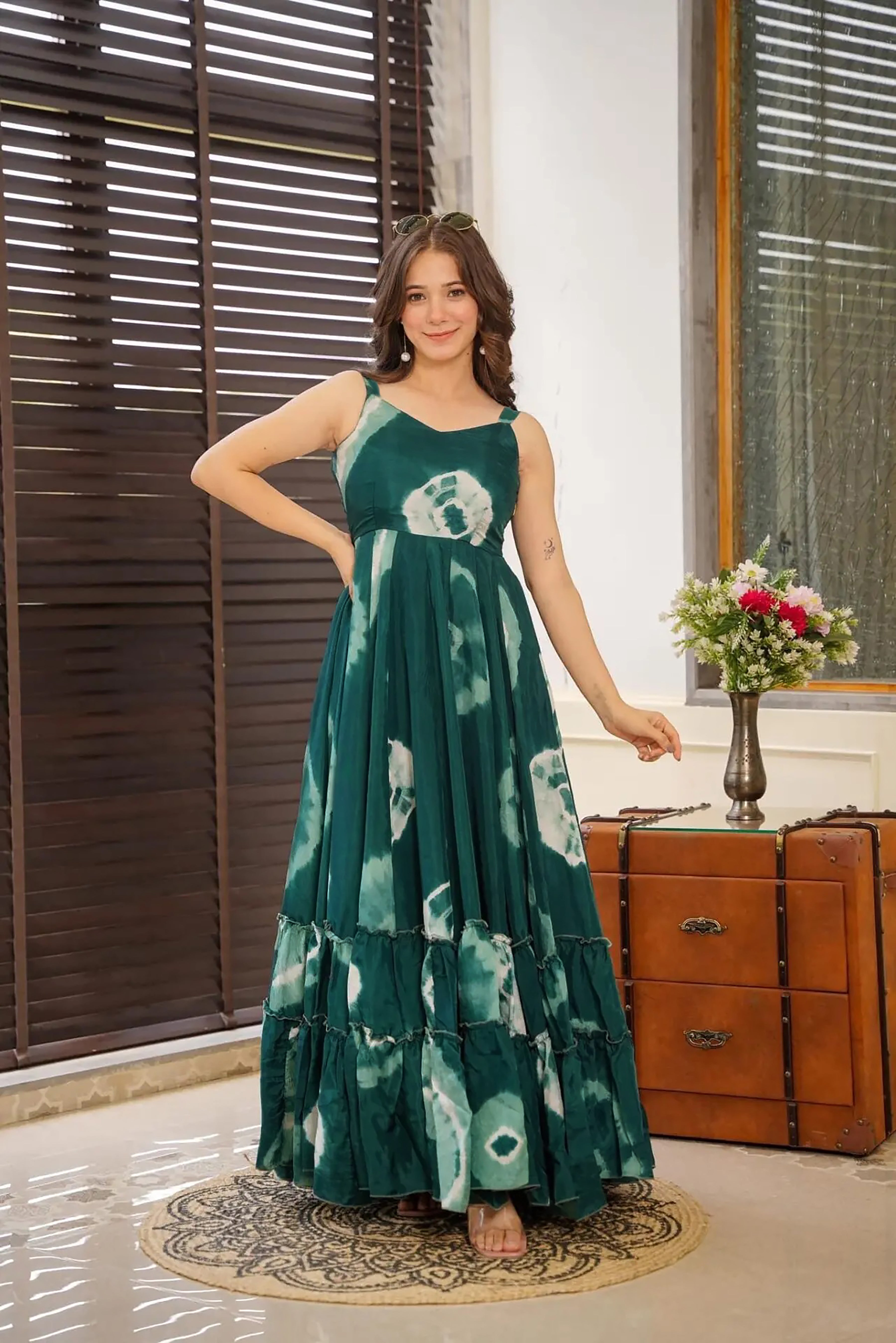 Women Jade Heavy Rayon Heavy Digital Printed  Gown