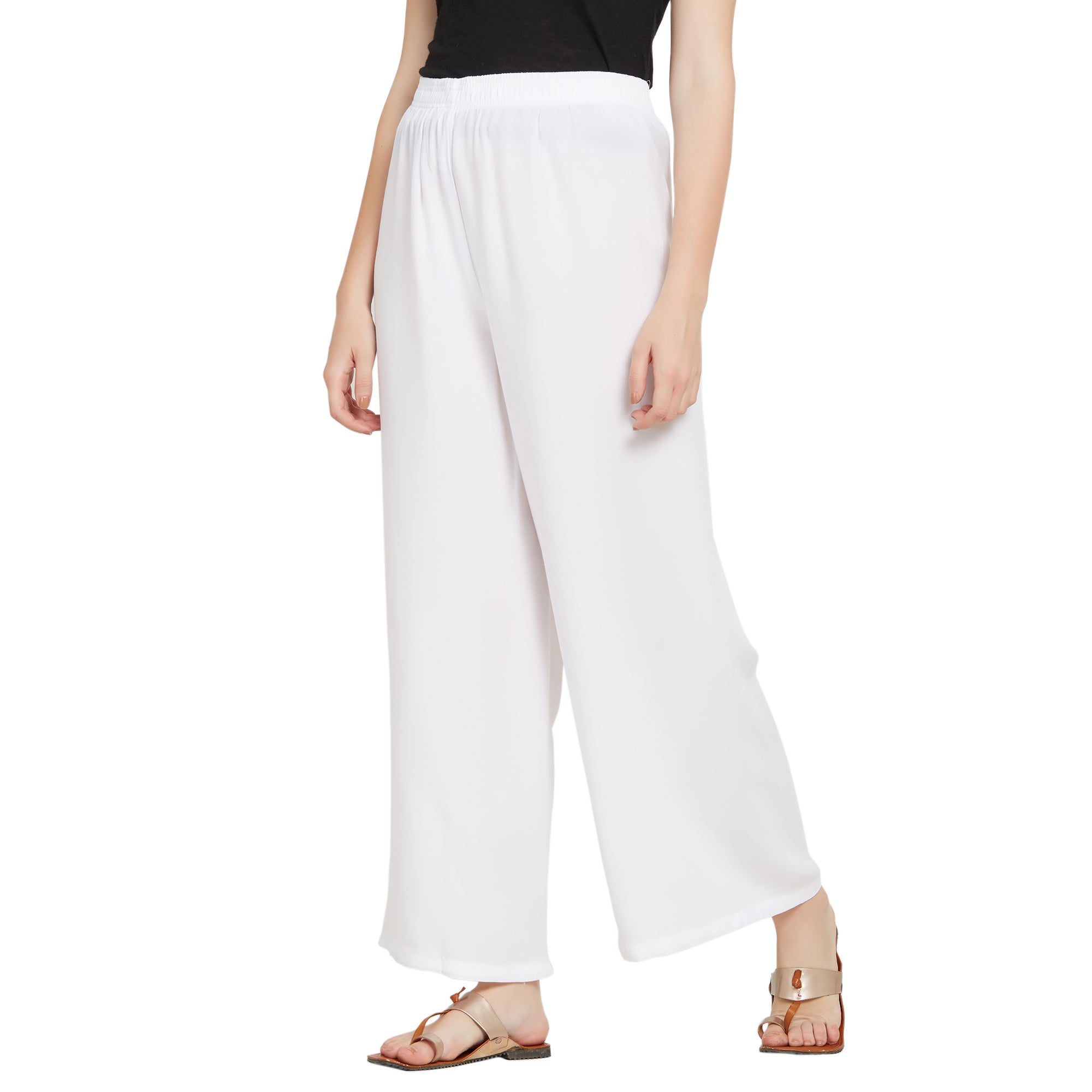 Women WHITE Rayon Palazzo