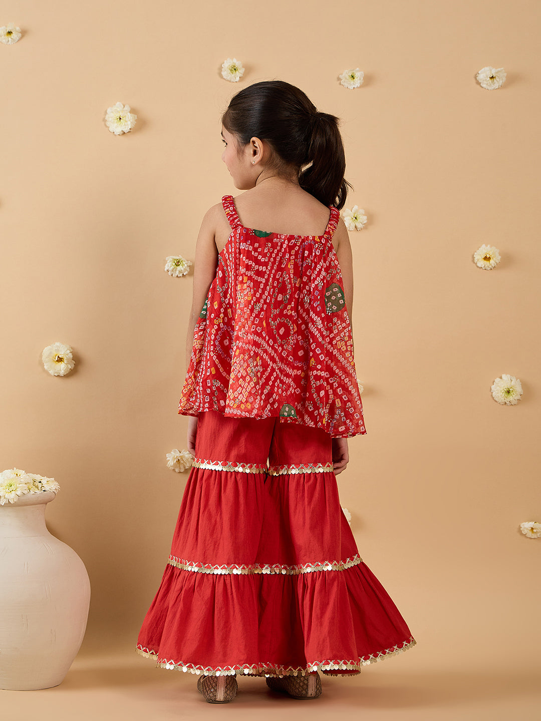 2-Piece Red Coloured Kurta And Sharara Set
